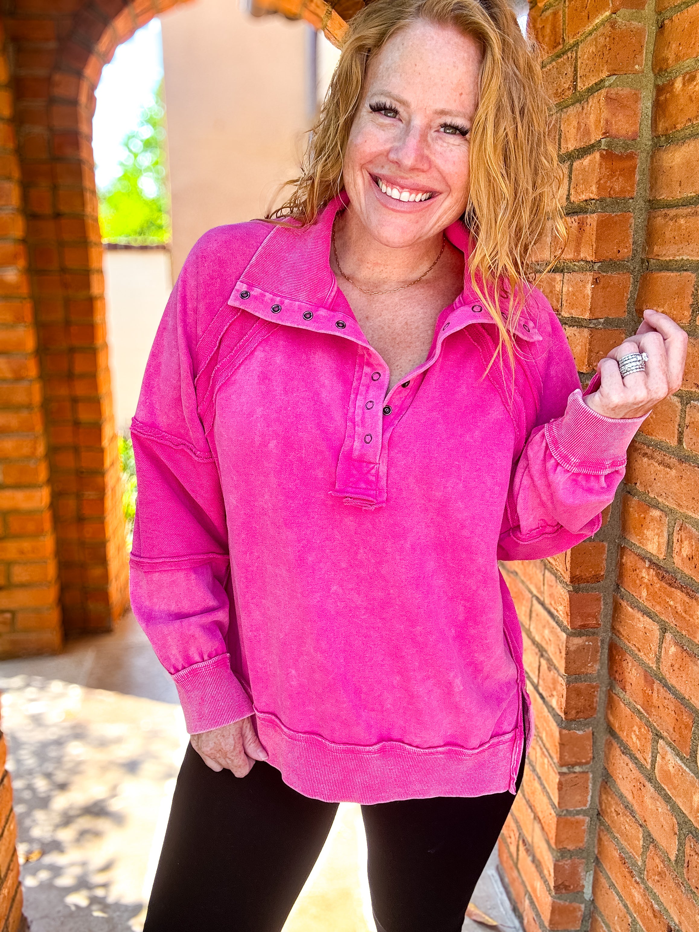Glowing Snap Button Crewneck by White Birch