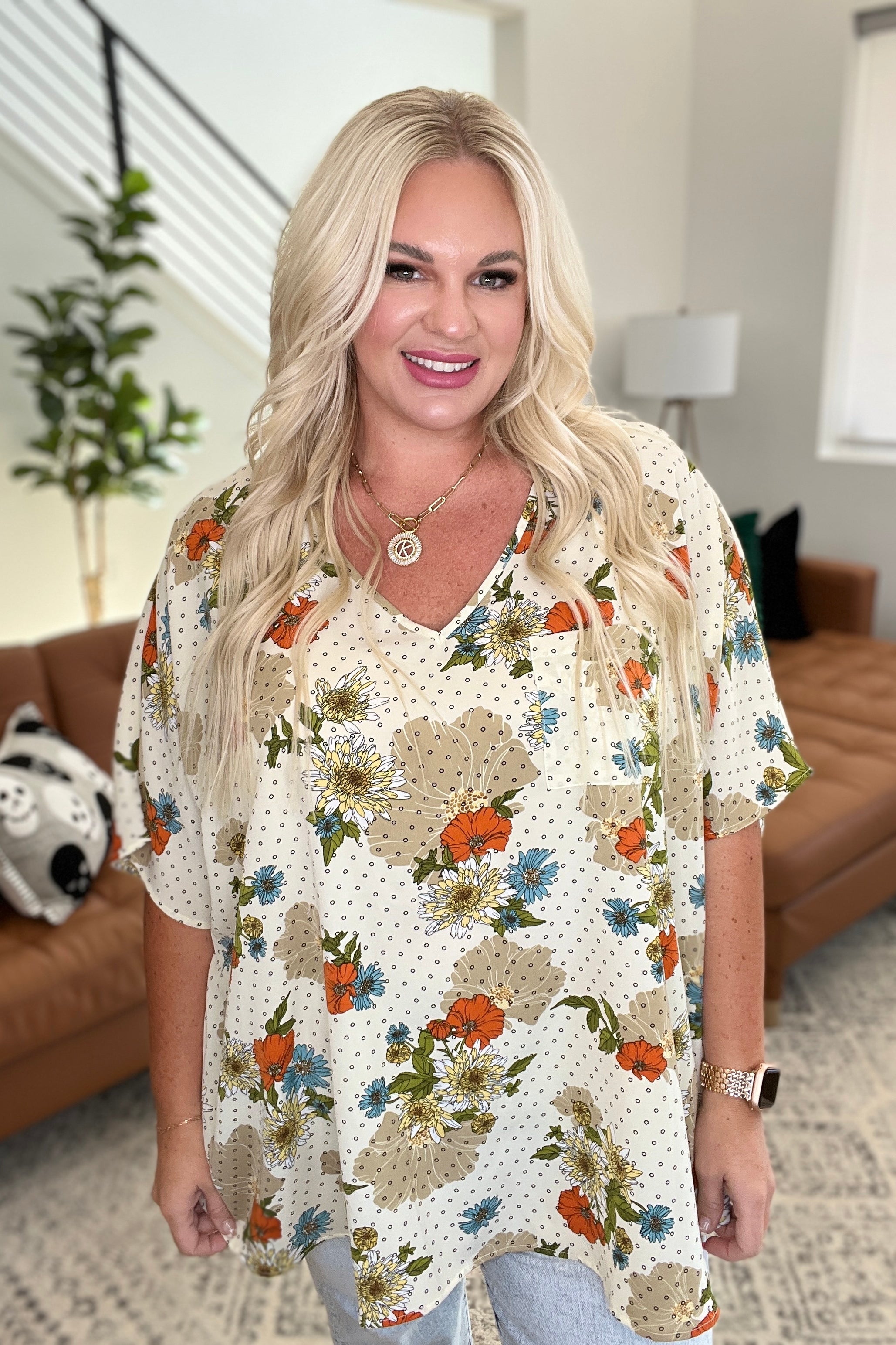 Good Morning Floral V-Neck Blouse