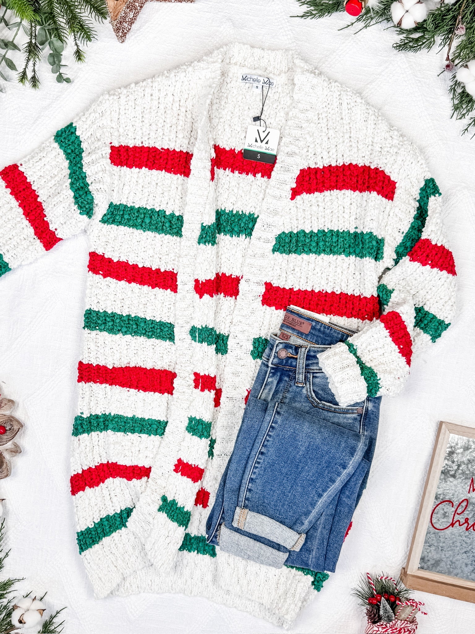 IN STOCK Stripe Cardigan - Christmas Stripe
