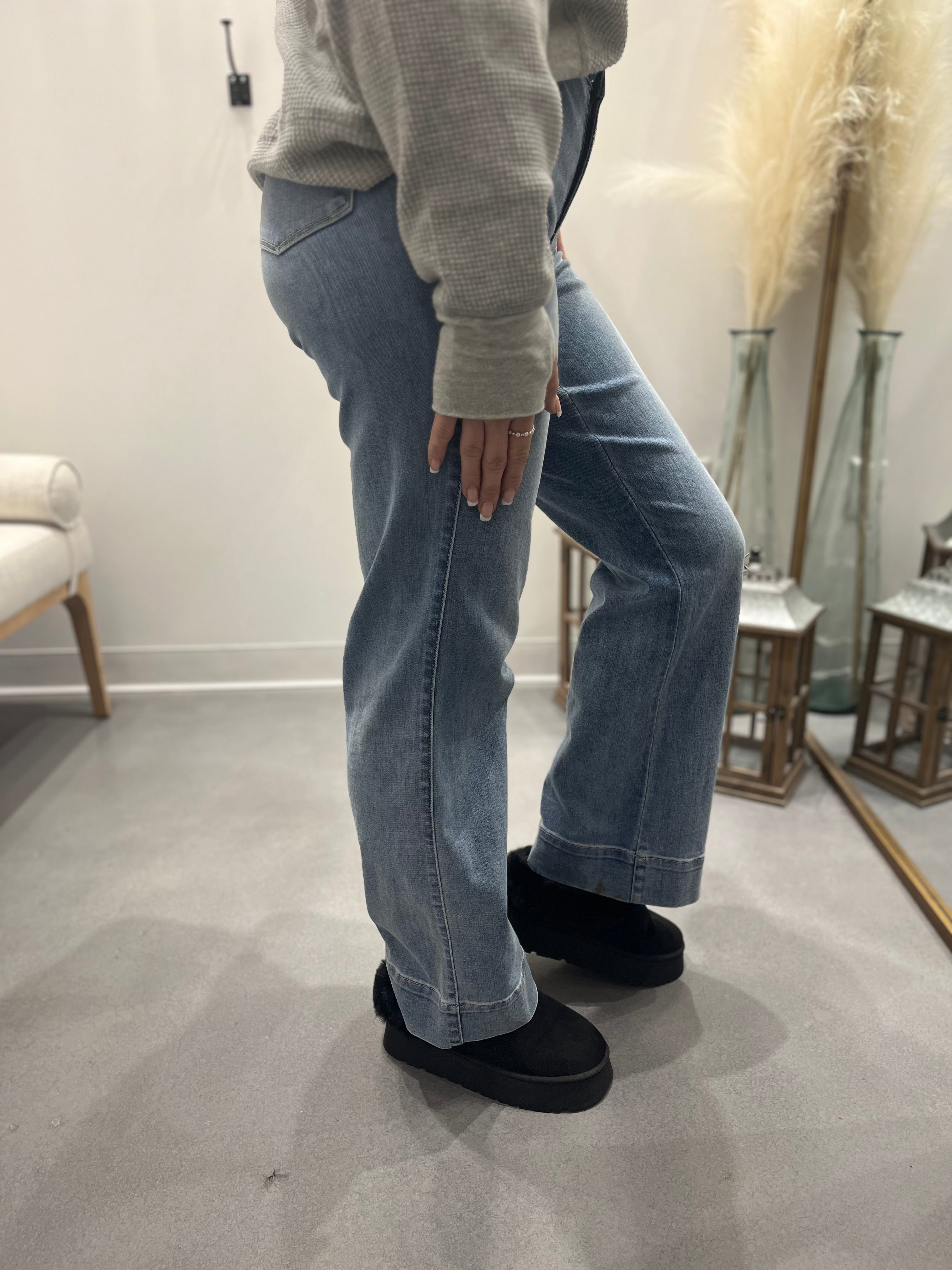 Mindy Mid Rise Wide Leg Jeans