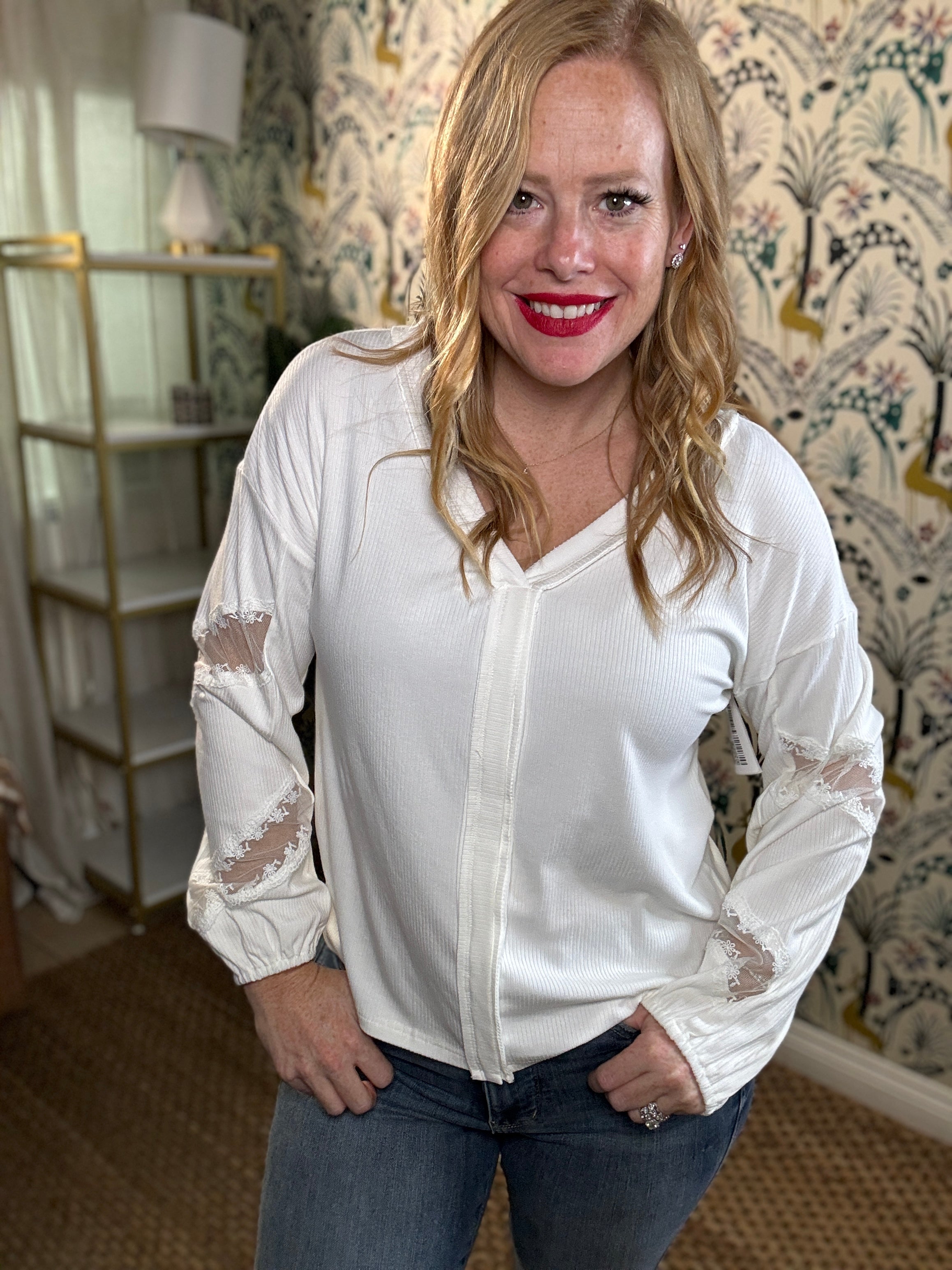 Double Take V-Neck Dropped Shoulder Blouse