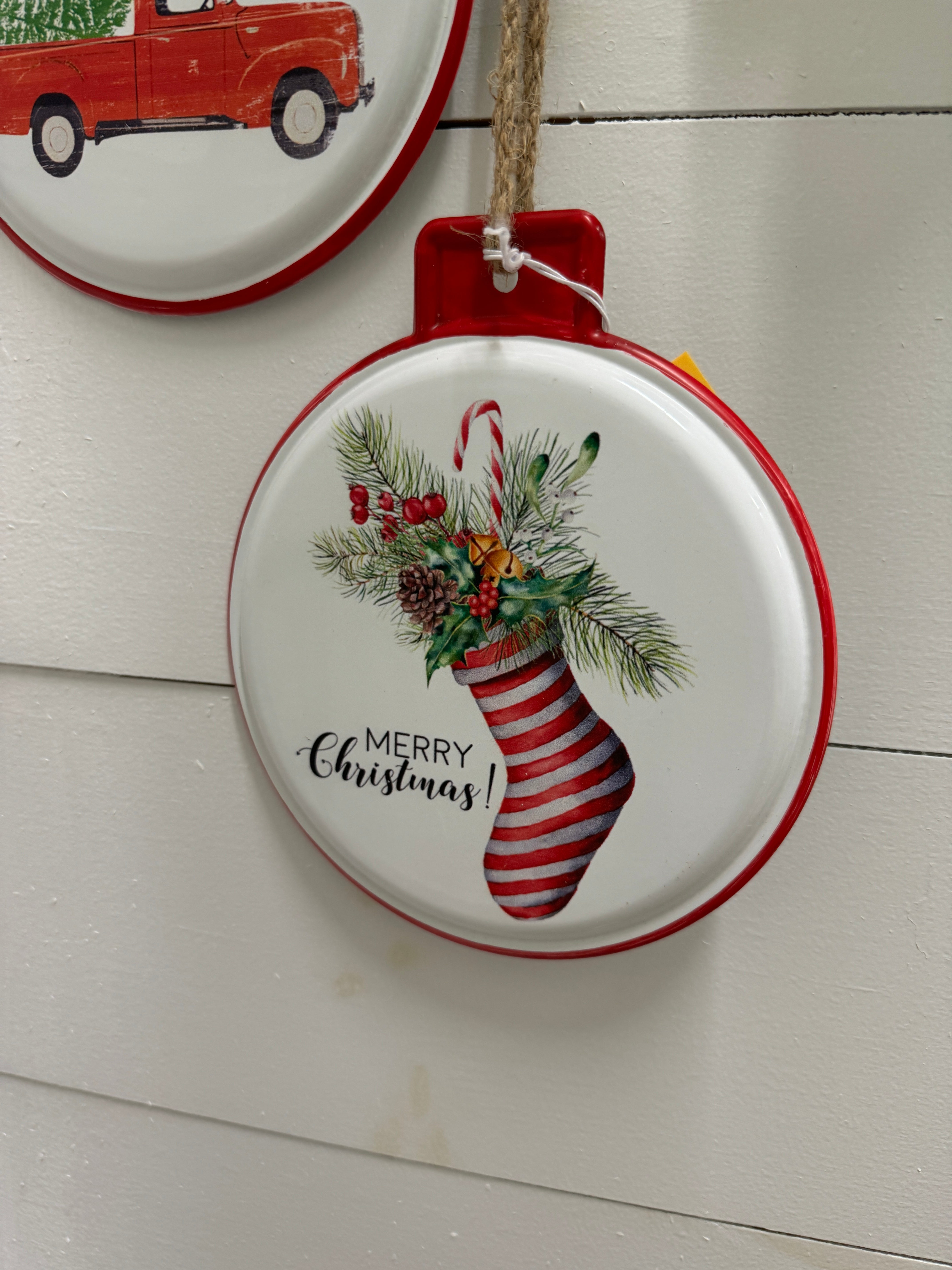 7" Stocking Tin Ornament