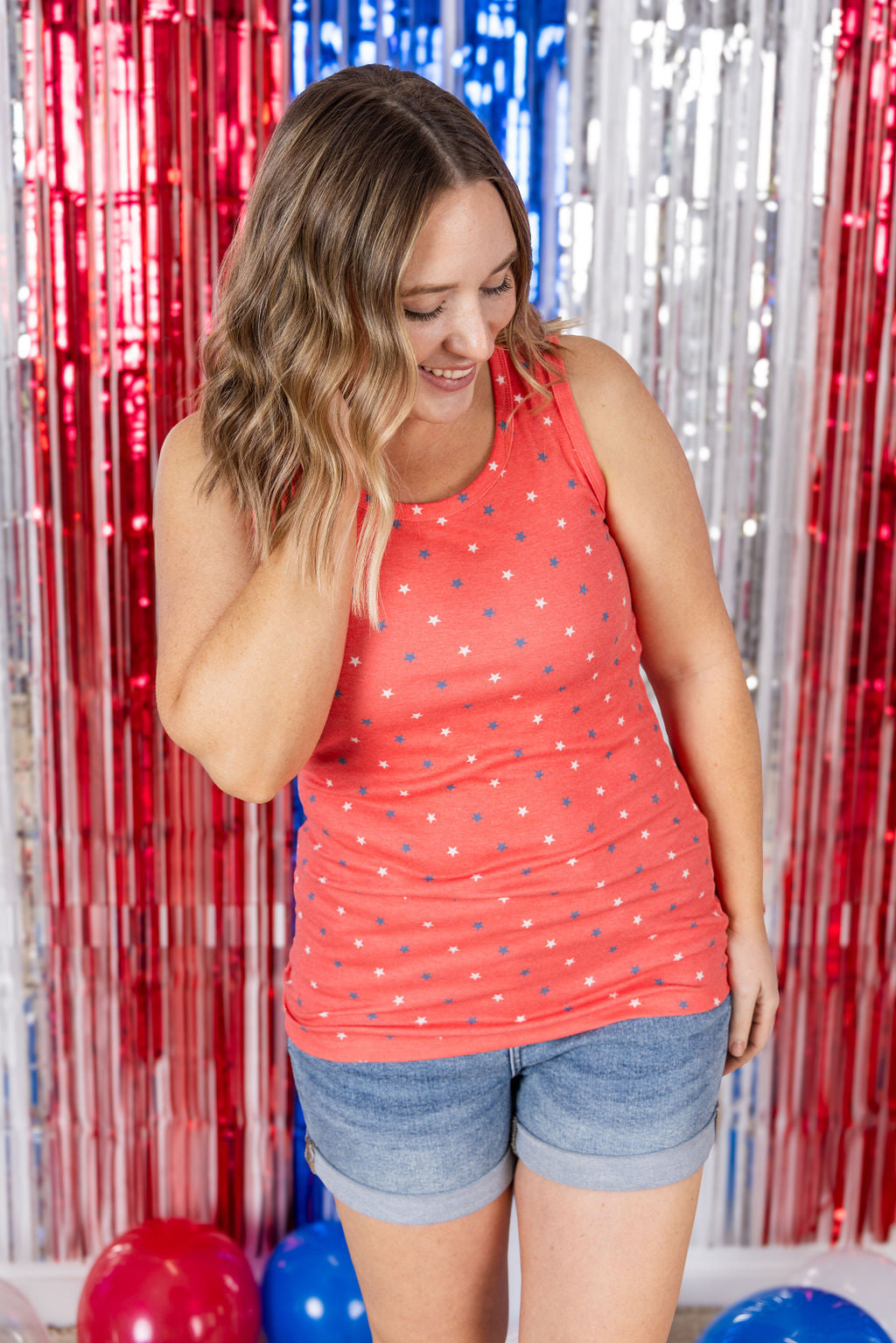 IN STOCK Ava Tank - Red Freedom Stars