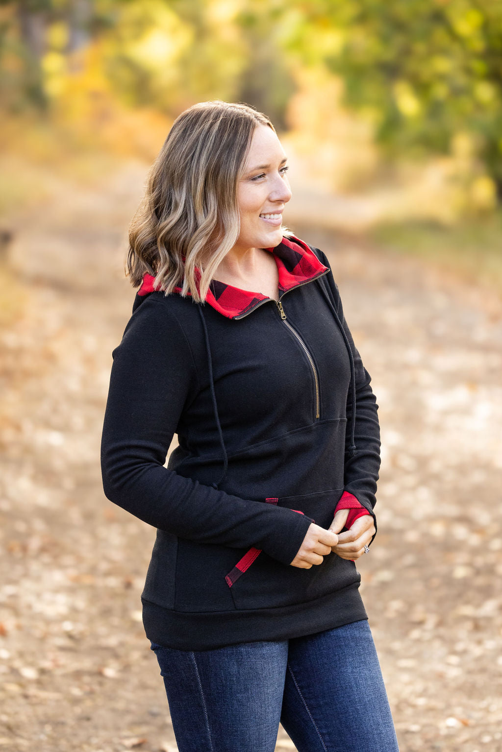 IN STOCK Avery Accent HalfZip Hoodie - Buffalo Plaid FINAL SALE