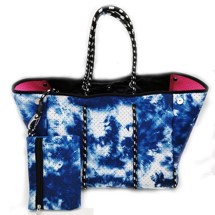 Blue Tie Dye Neoprene Tote Bag