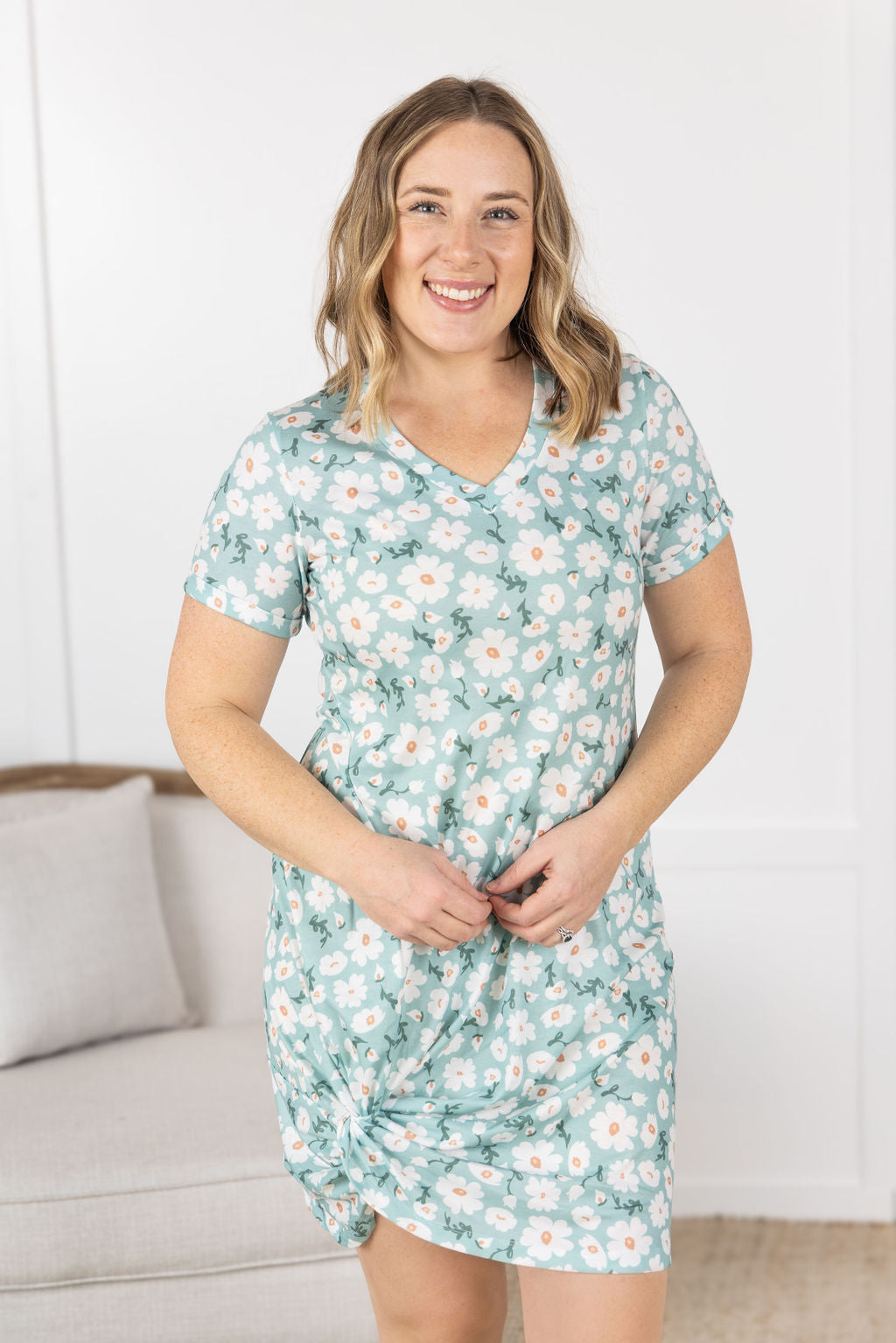 IN STOCK Knot Dress - Green Floral