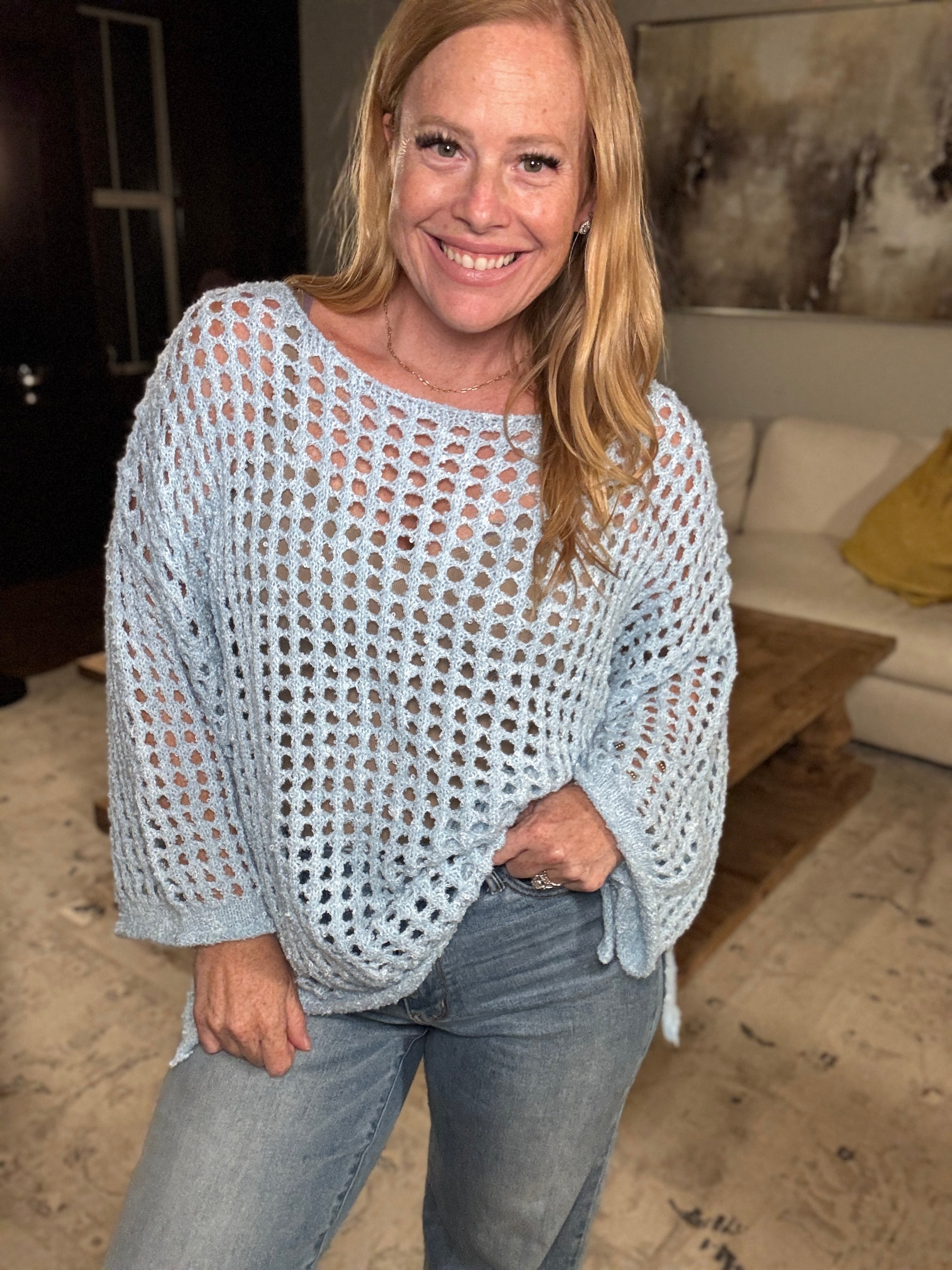Troublemaker Open Knit Top by White Birch