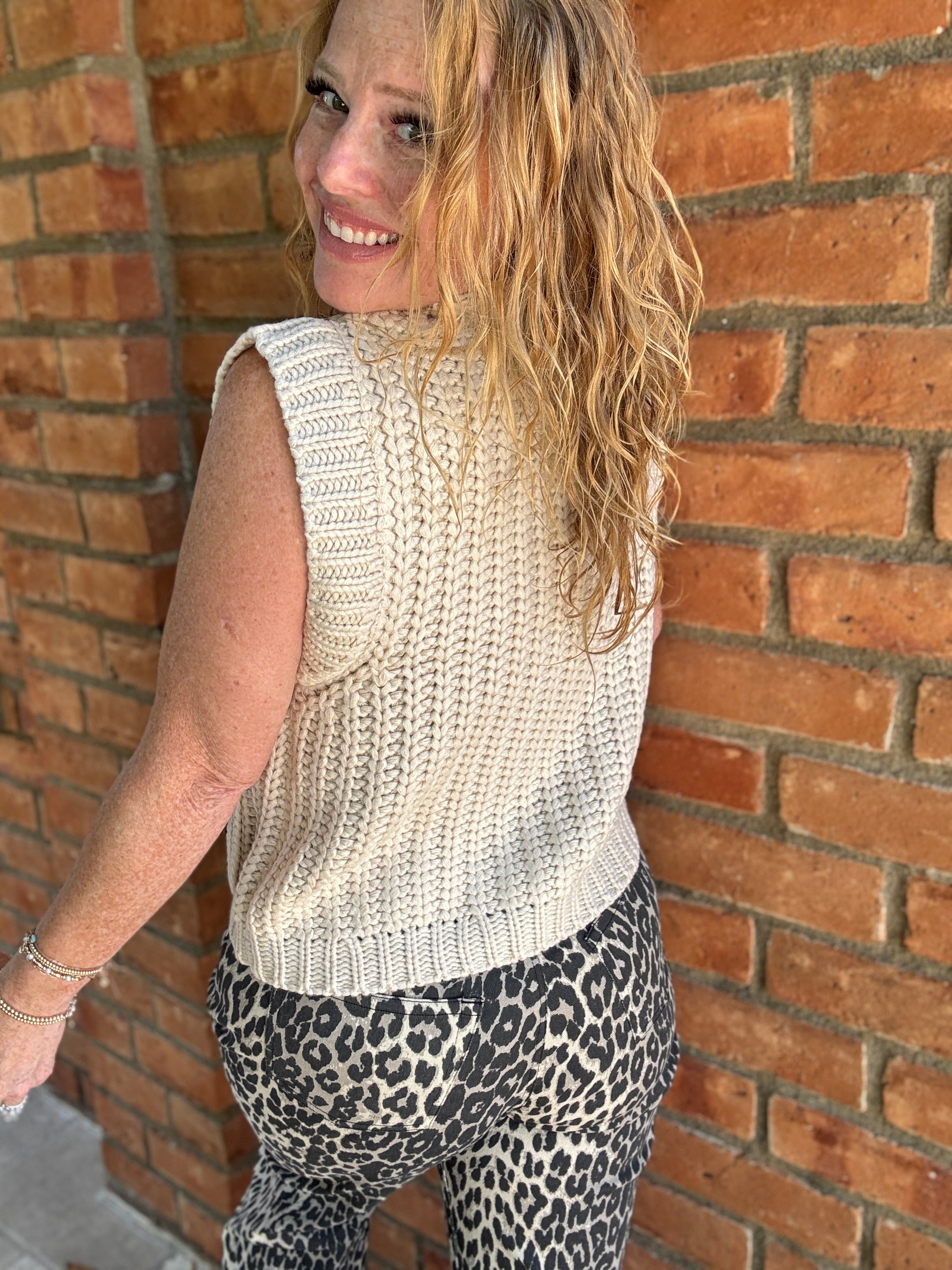 Elevated Sleeveless Button Sweater