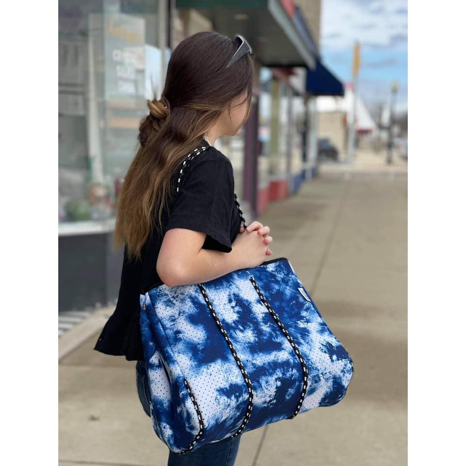 Blue Tie Dye Neoprene Tote Bag