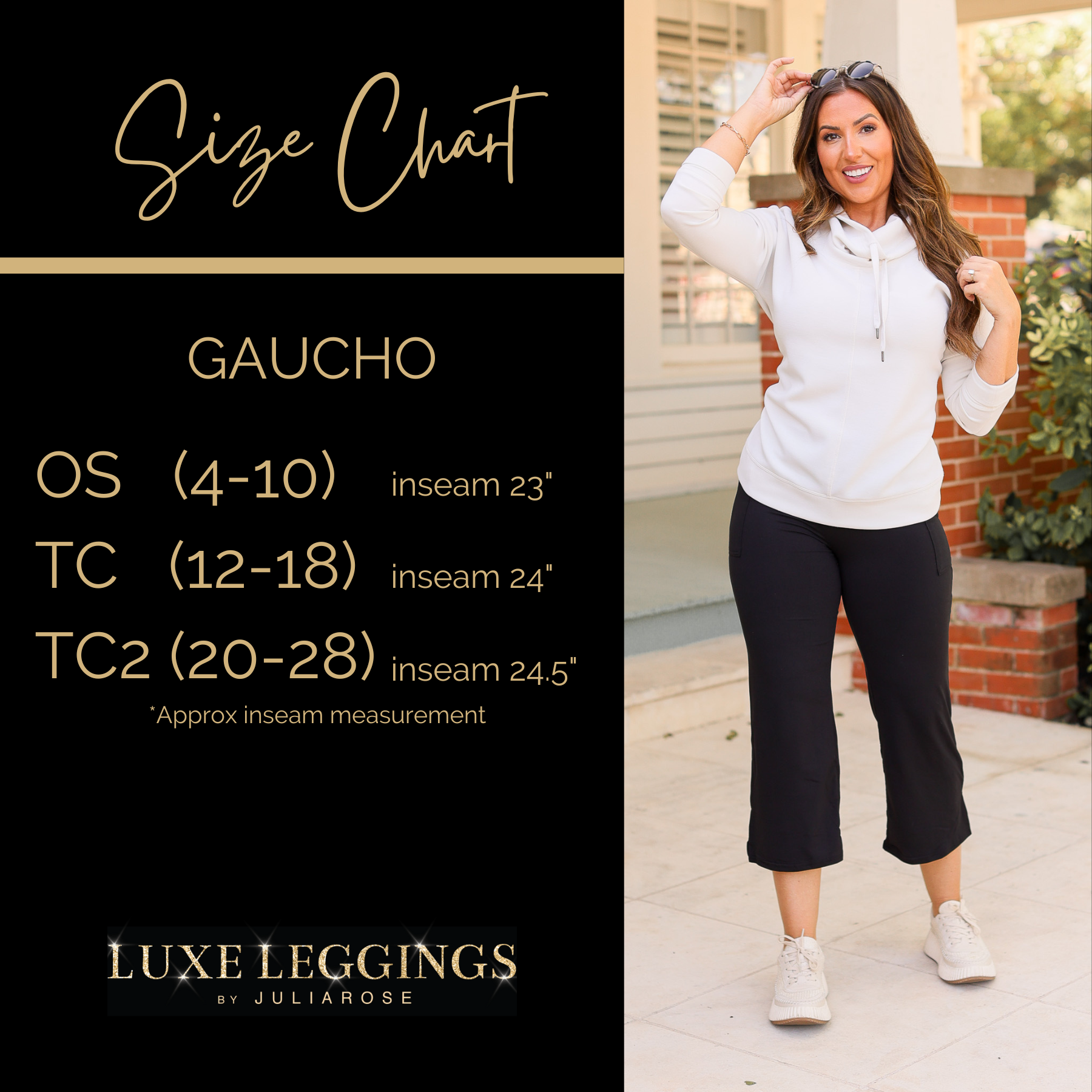 The Gabriella -Black  High Waisted Gaucho Pants - Luxe Leggings by Julia Rose®