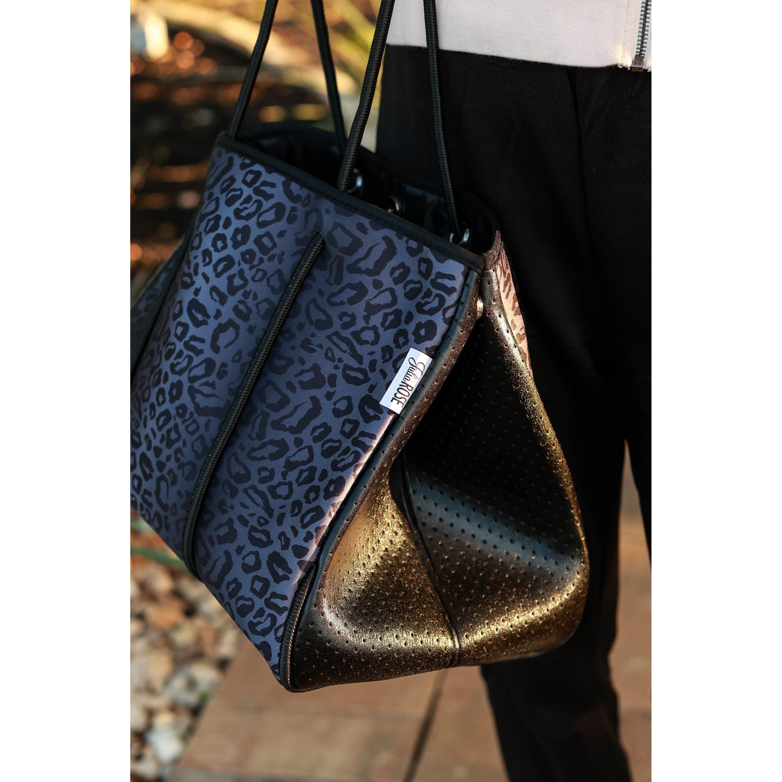 The Marissa - Black Leopard Neoprene Bag