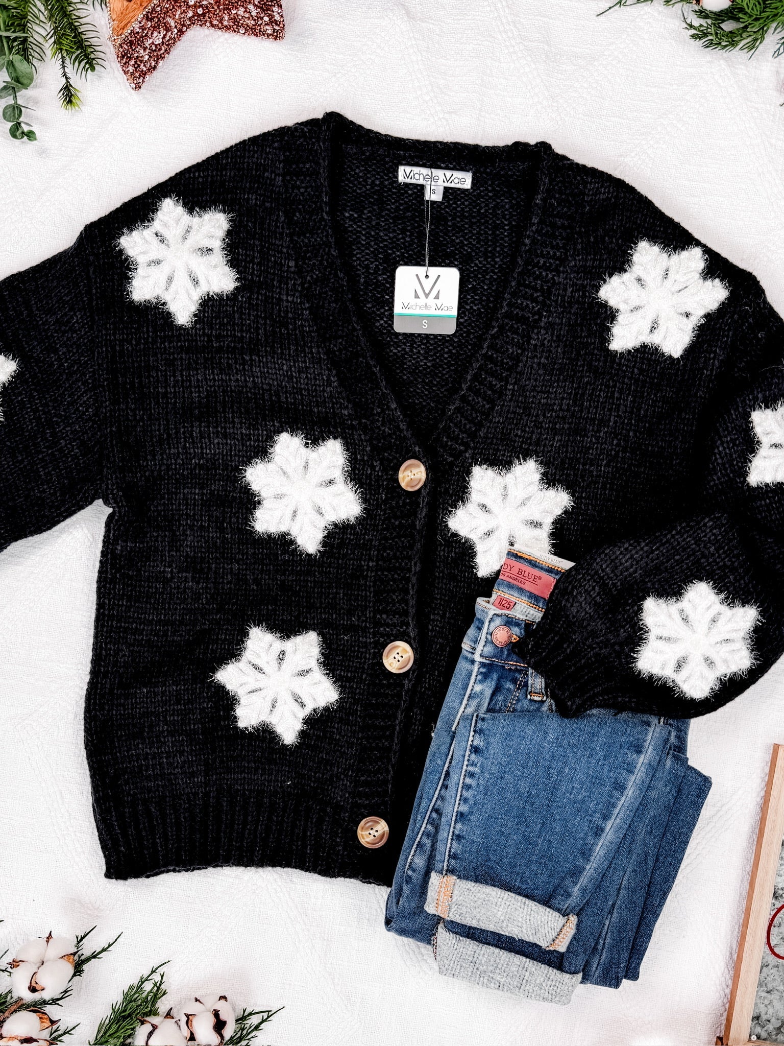 IN STOCK Snowflake Cardigan - Black FINAL SALE