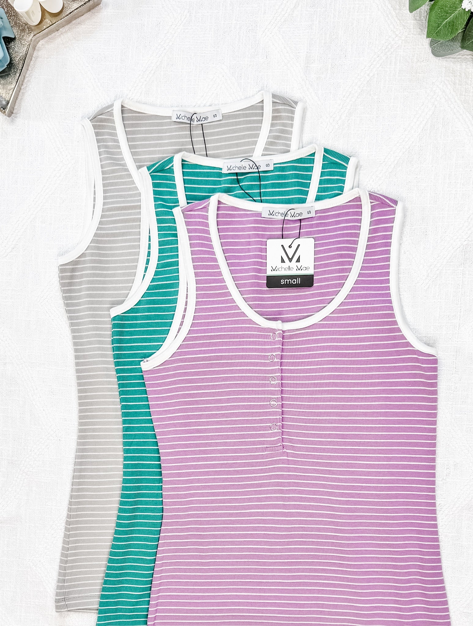 IN STOCK Shiloh Button Snap Tank - Green