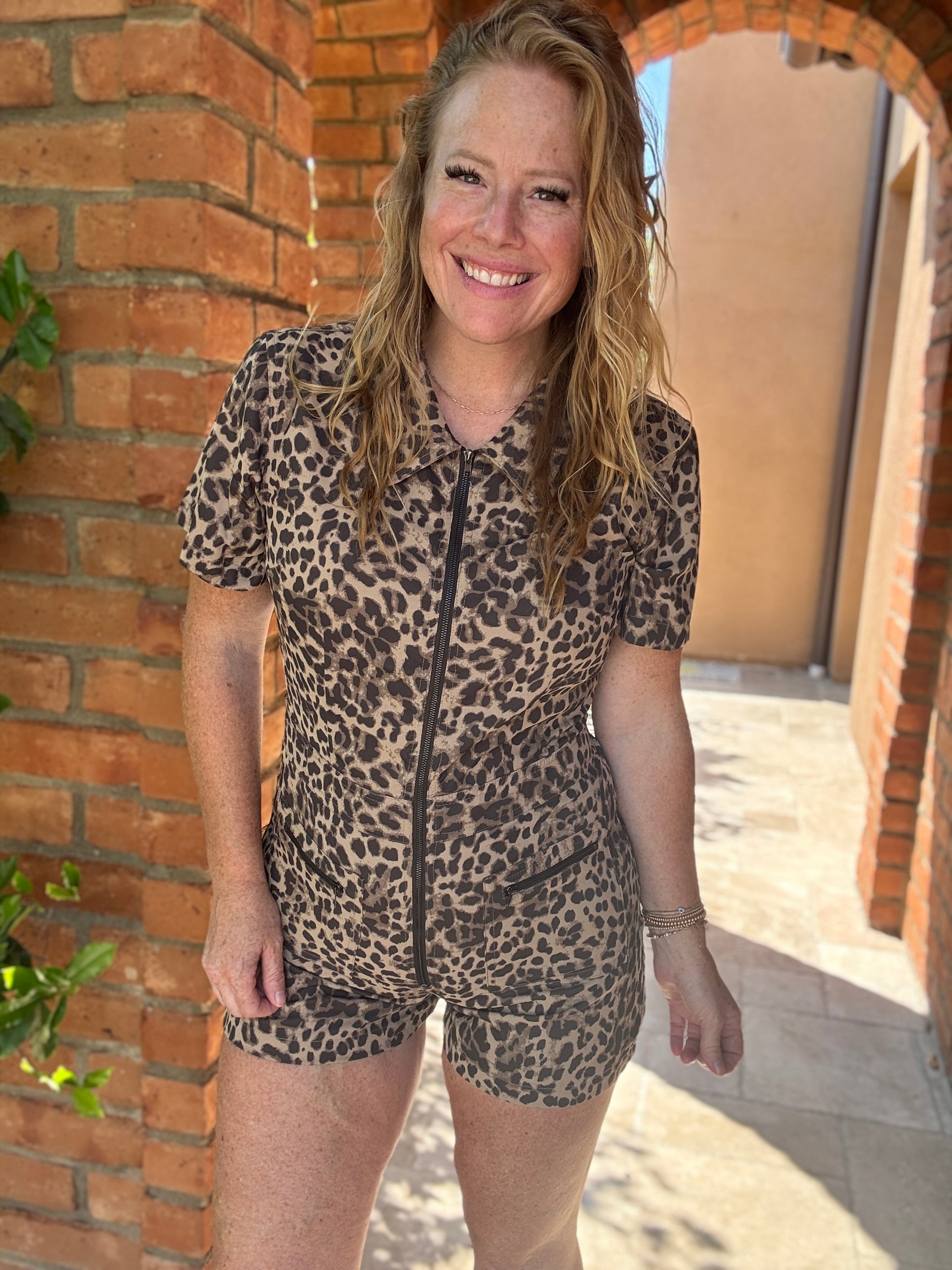Short Sleeve Leopard Romper by Sew In Love