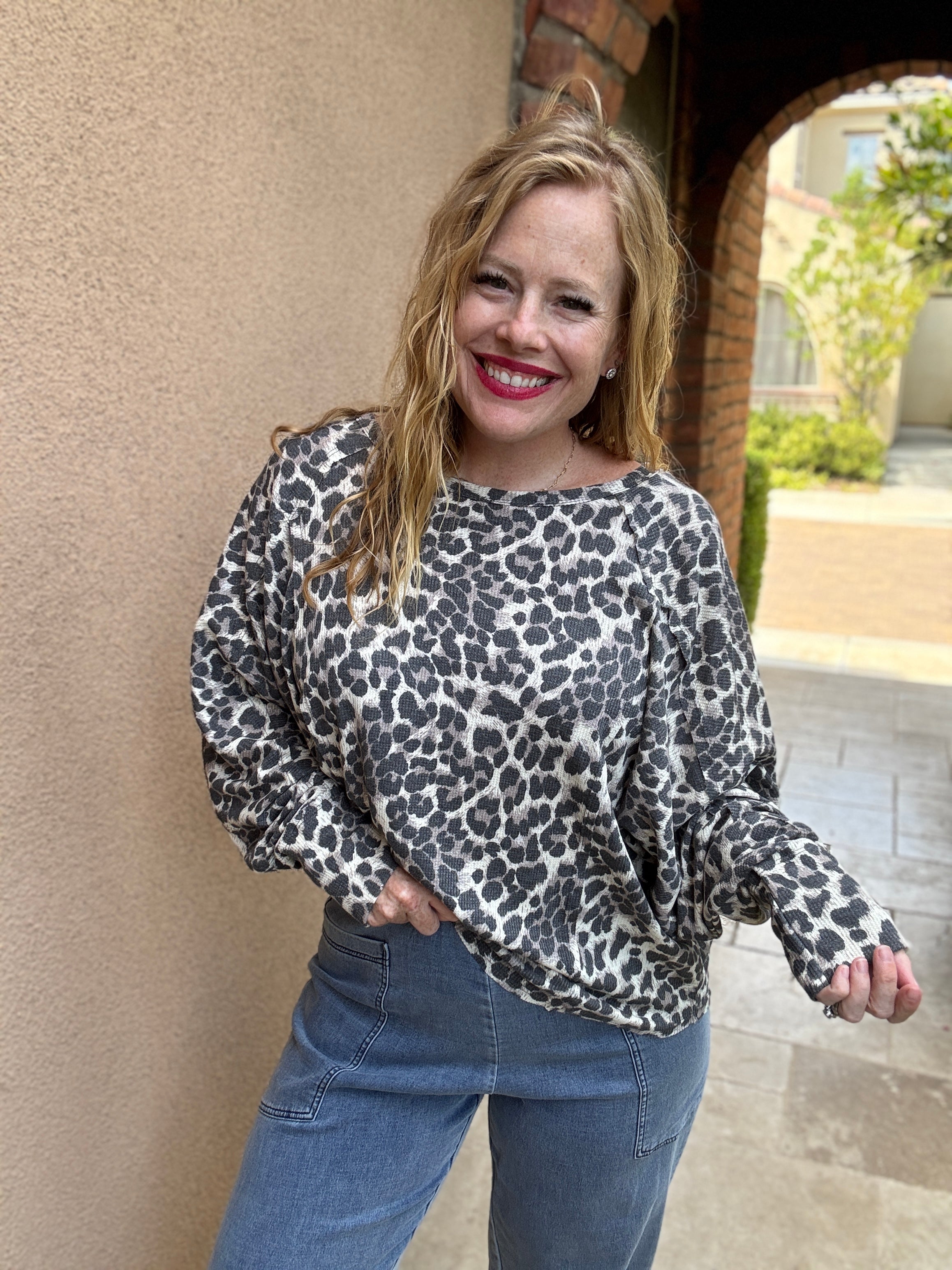 Long Sleeve Animal Print Top