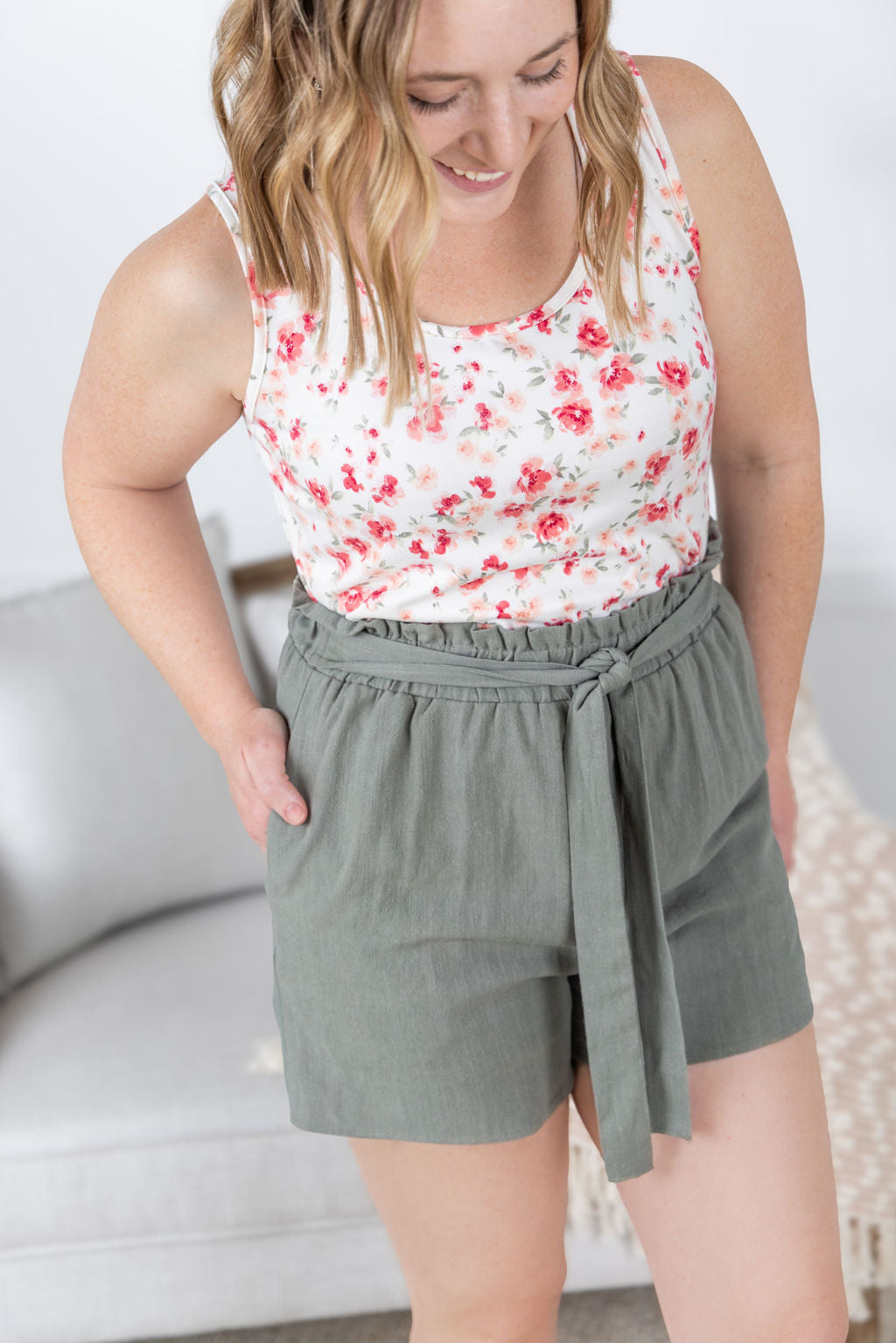 IN STOCK Libby Linen Shorts - Olive FINAL SALE