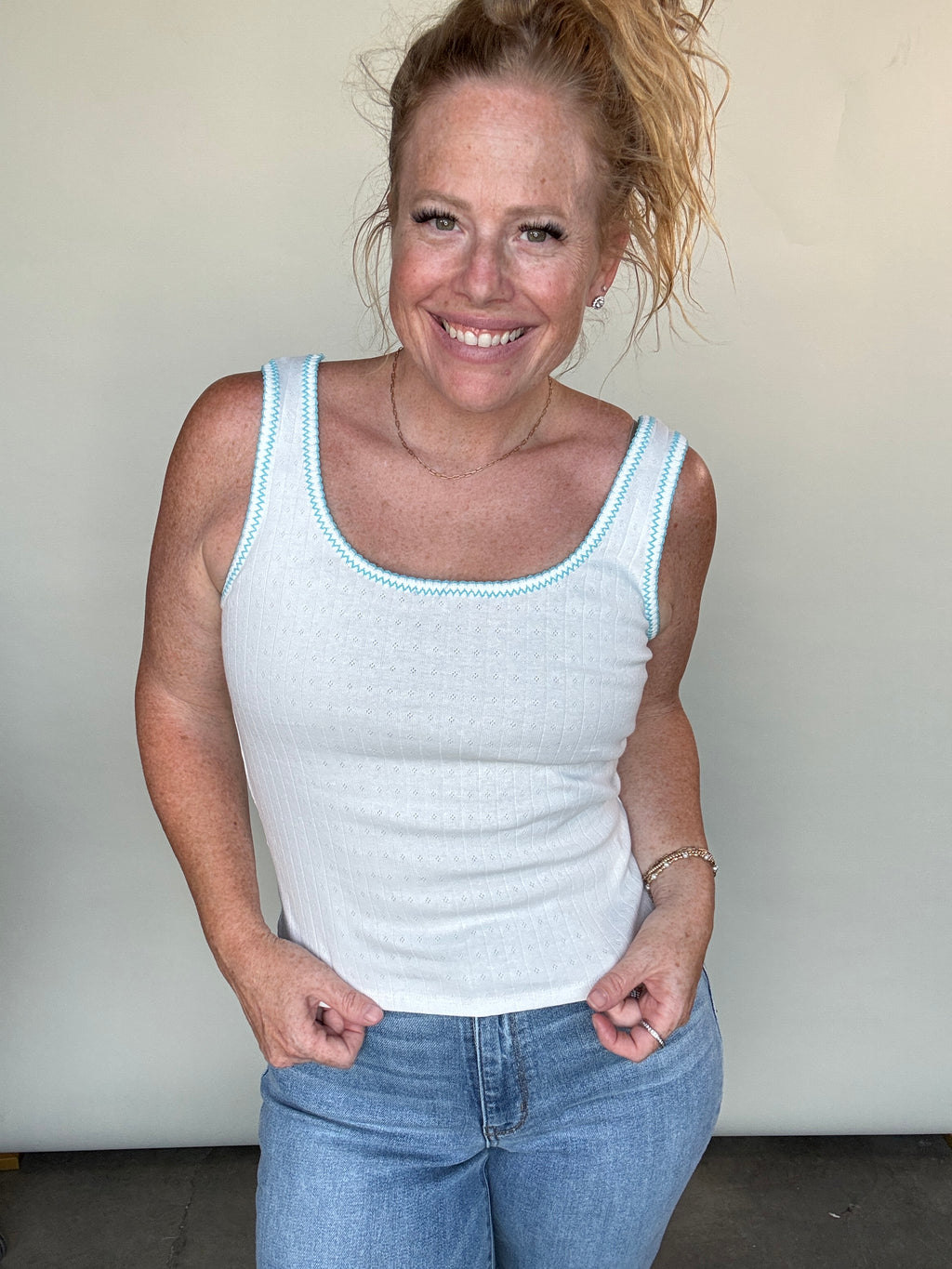 Stitched In Love Tank by White Birch