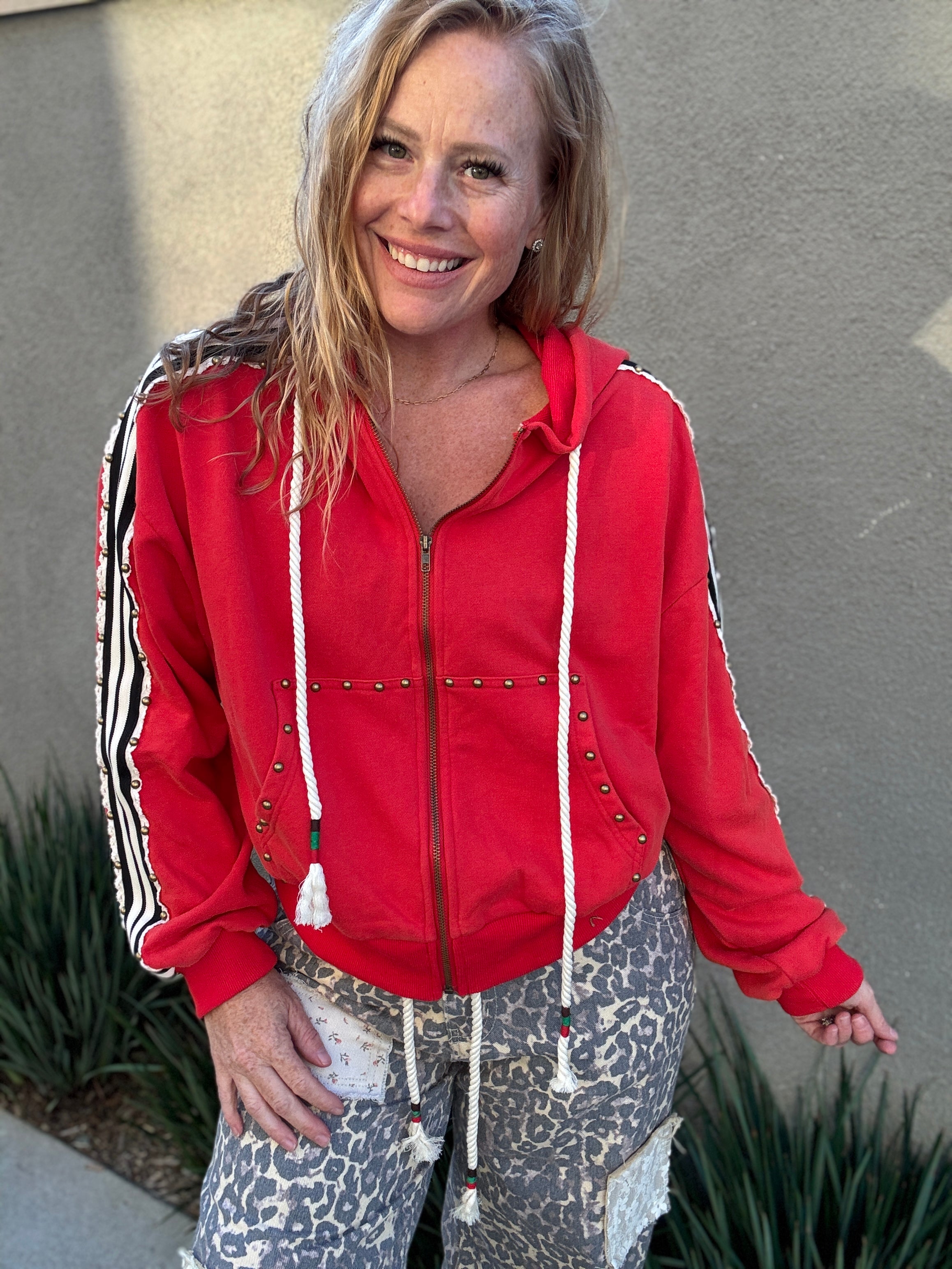 Red Long Sleeve Hoodie by POL
