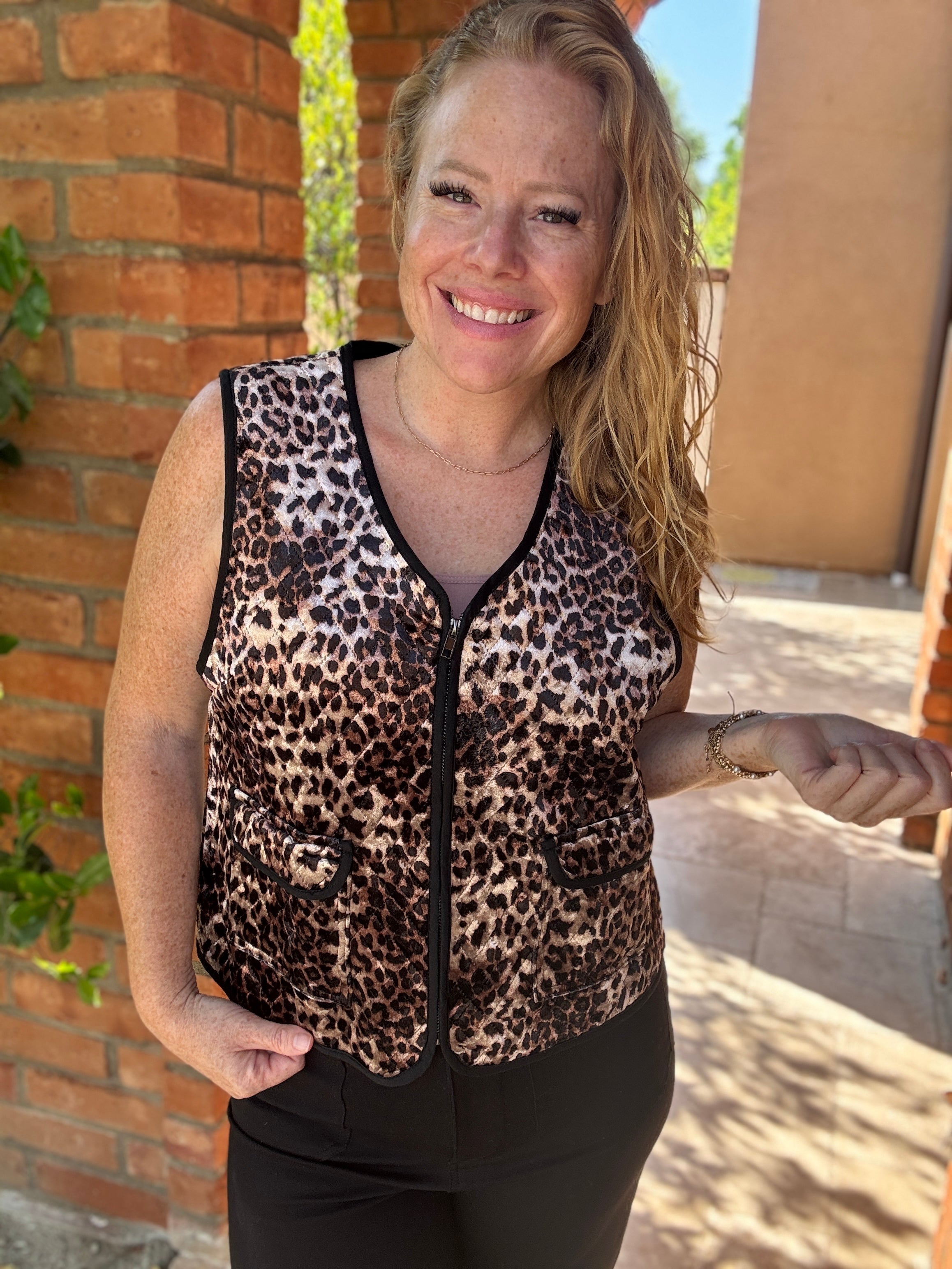 Leopard Velvet Vest by Sew In Love