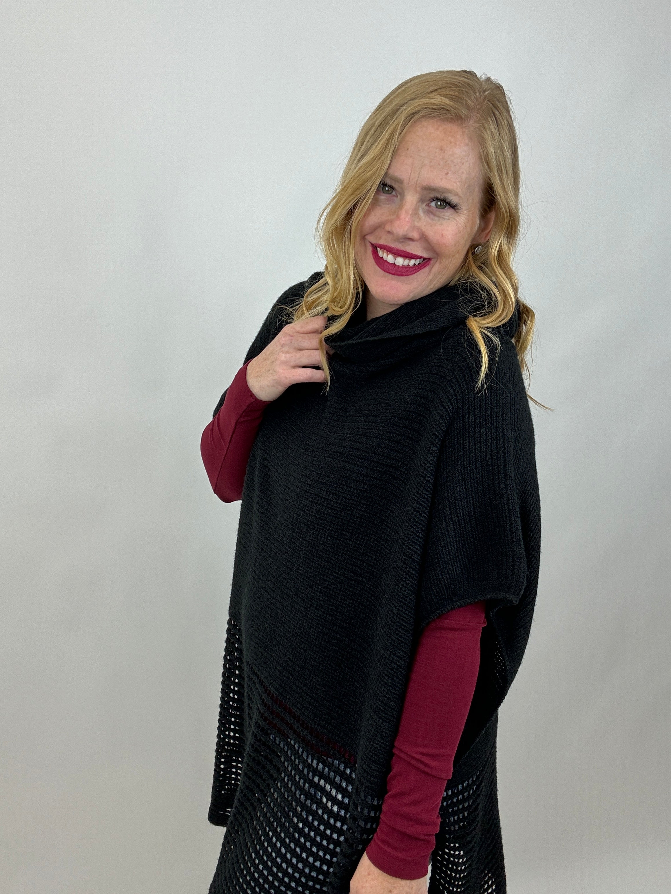 Sugar & Spice Cowl Neck Poncho