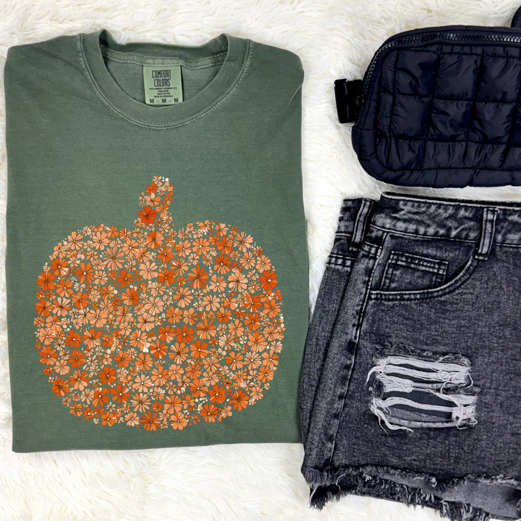 Floral Pumpkin Graphic Tee & Sweatshirt