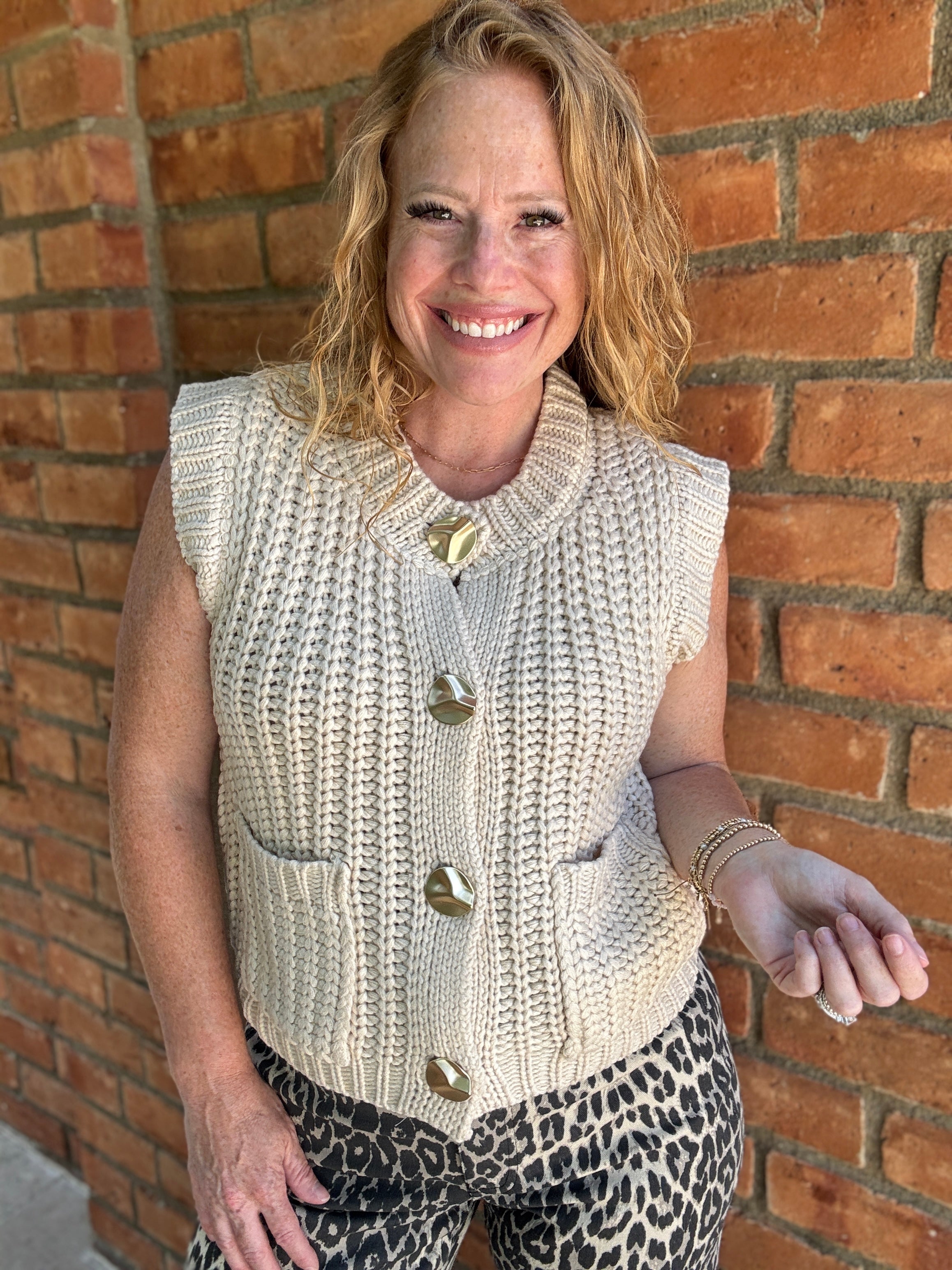 Elevated Sleeveless Button Sweater