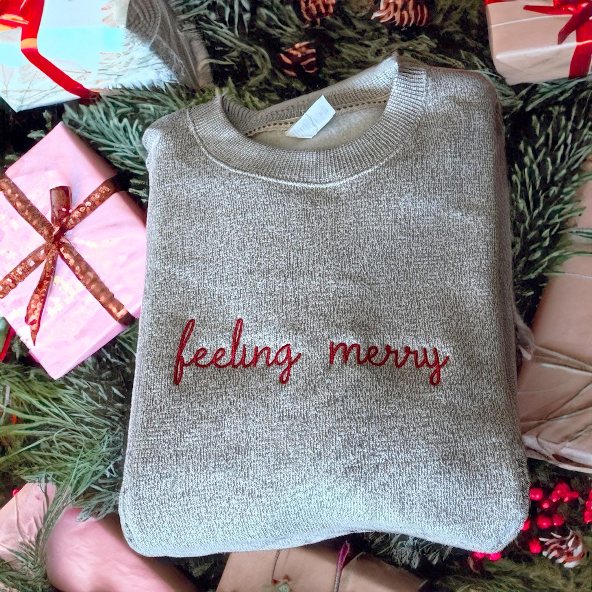 Feeling Merry Embroidered Knit Crewneck