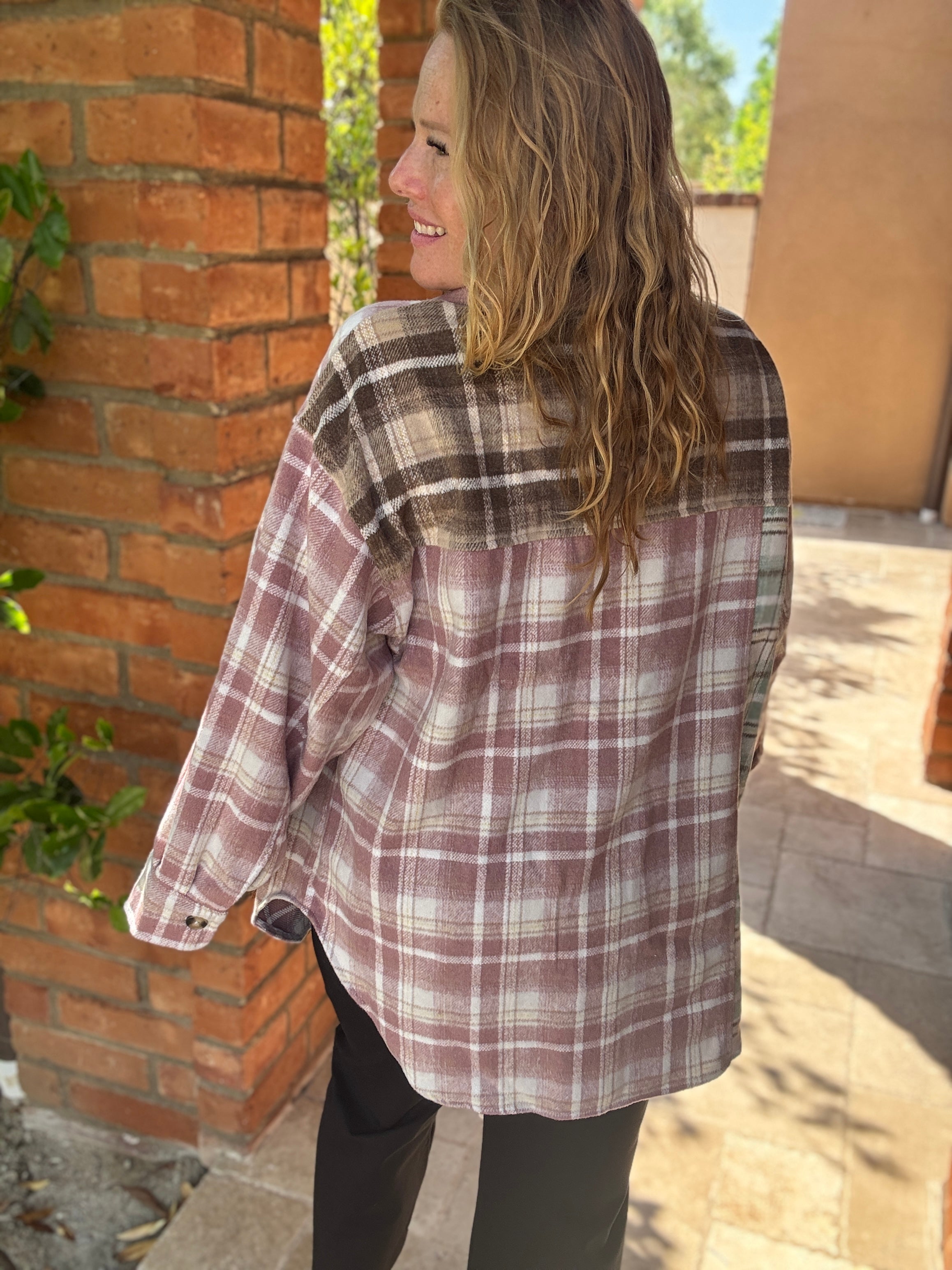 Long Sleeve Plaid Knit Top by White Birch