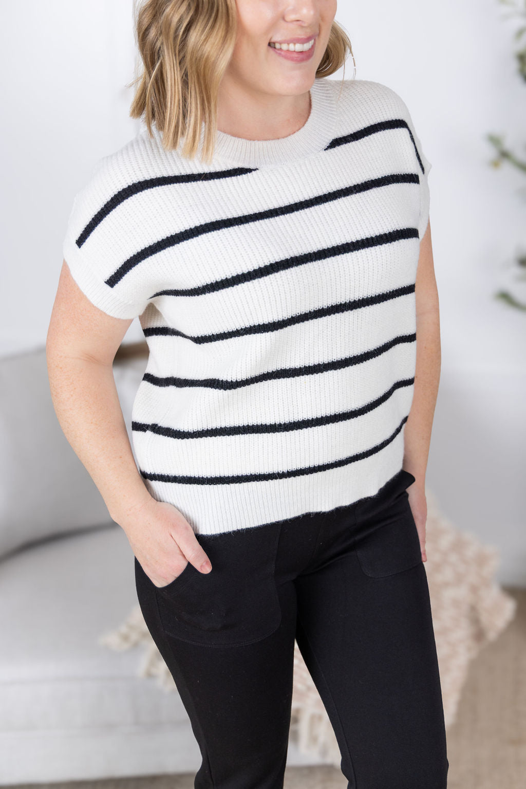IN STOCK Striped Sweater Top - Ivory FINAL SALE