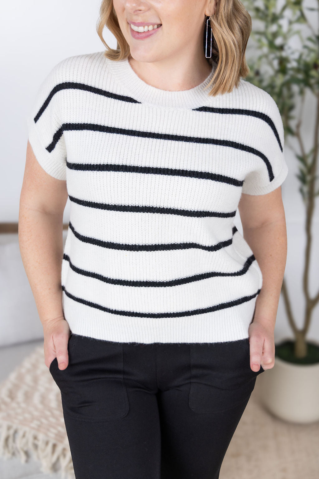 IN STOCK Striped Sweater Top - Ivory FINAL SALE