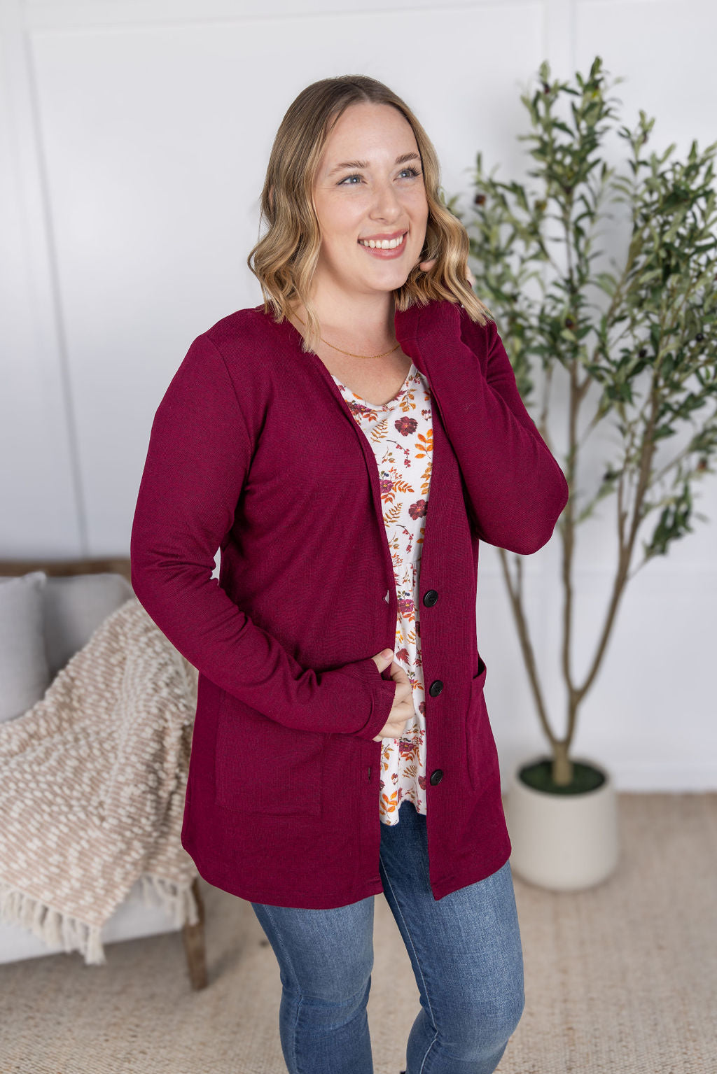 IN STOCK Cori Cardigan - Burgundy