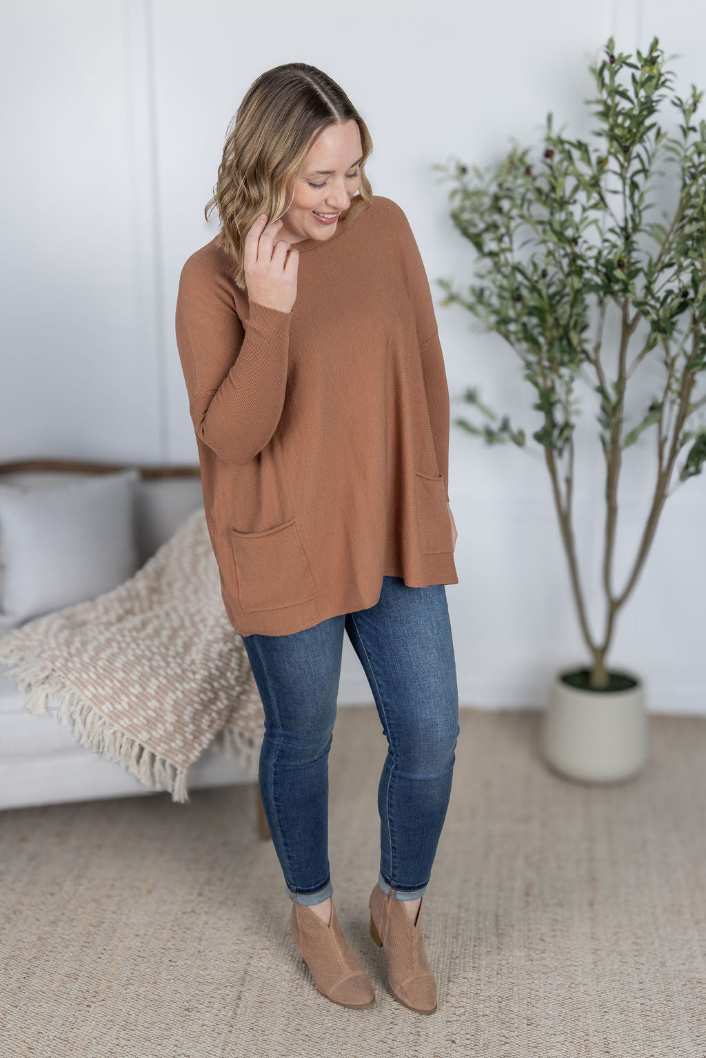 IN STOCK Naomi Pocket Sweater - Latte