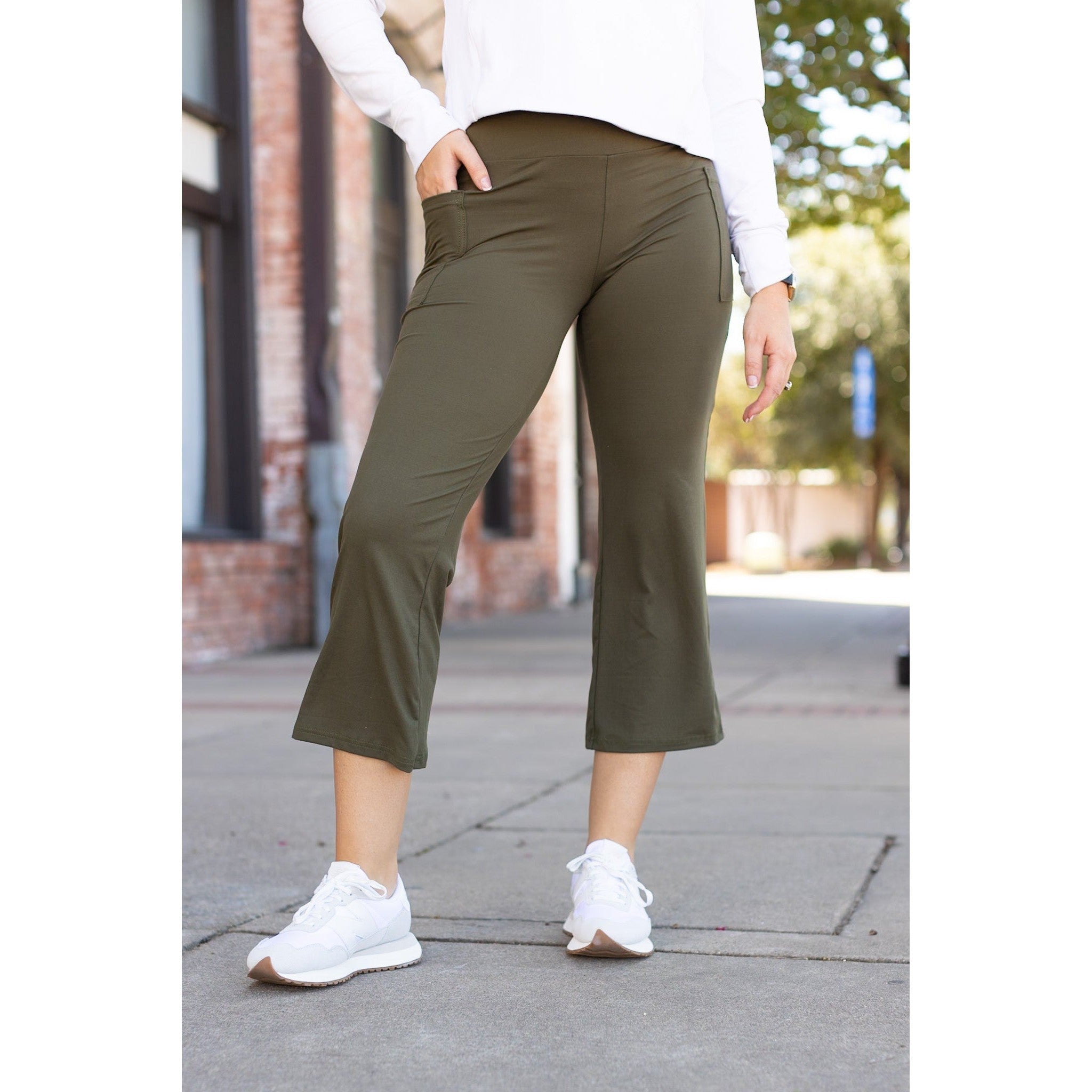 The Shyla - Olive High Waisted Gaucho Pants