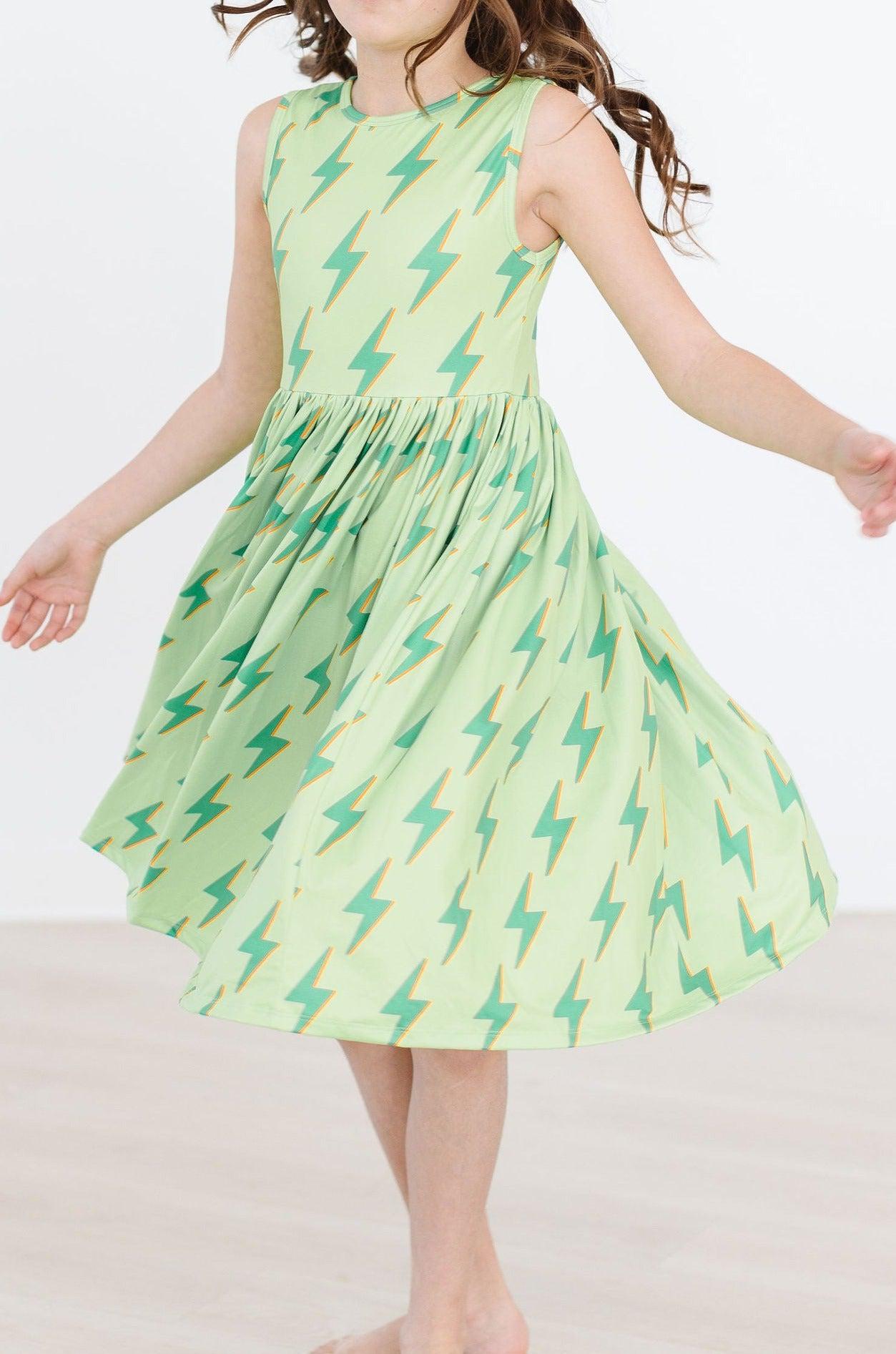 Neon Lightning Tank Twirl Dress