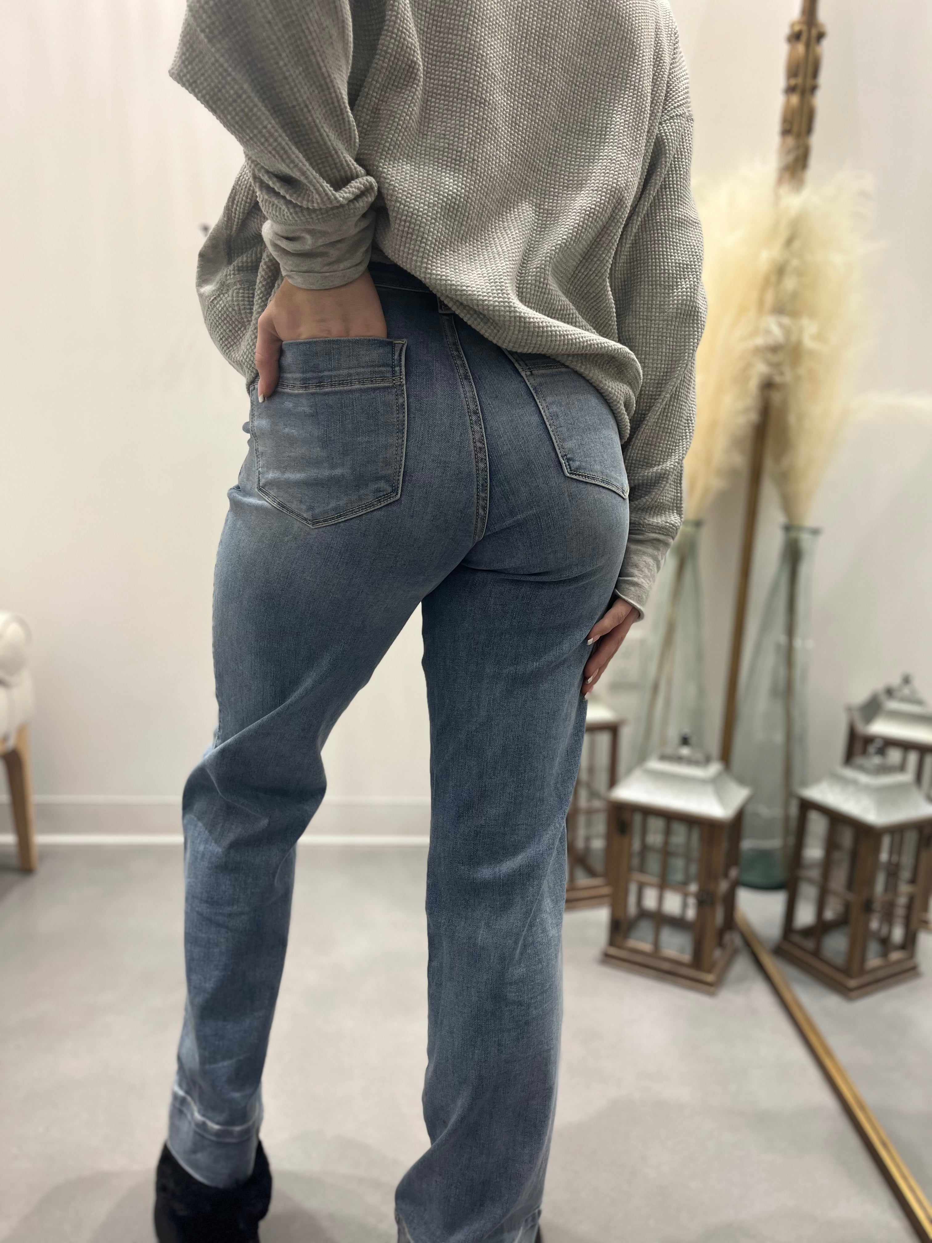 Mindy Mid Rise Wide Leg Jeans