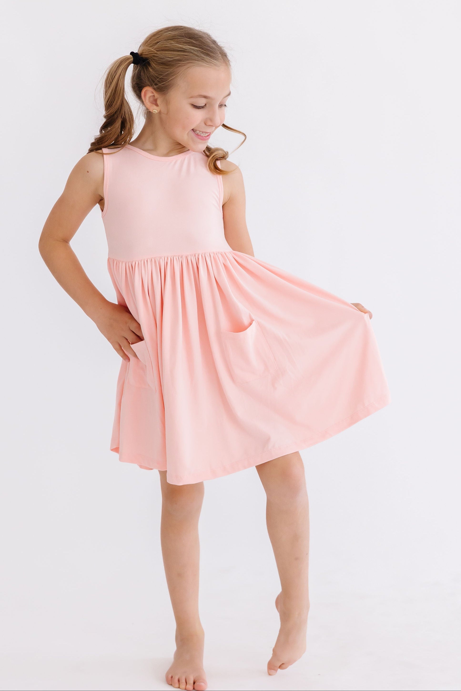 Peach Tank Pocket Twirl Dress