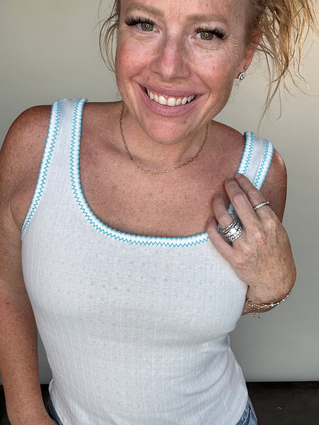 Stitched In Love Tank by White Birch