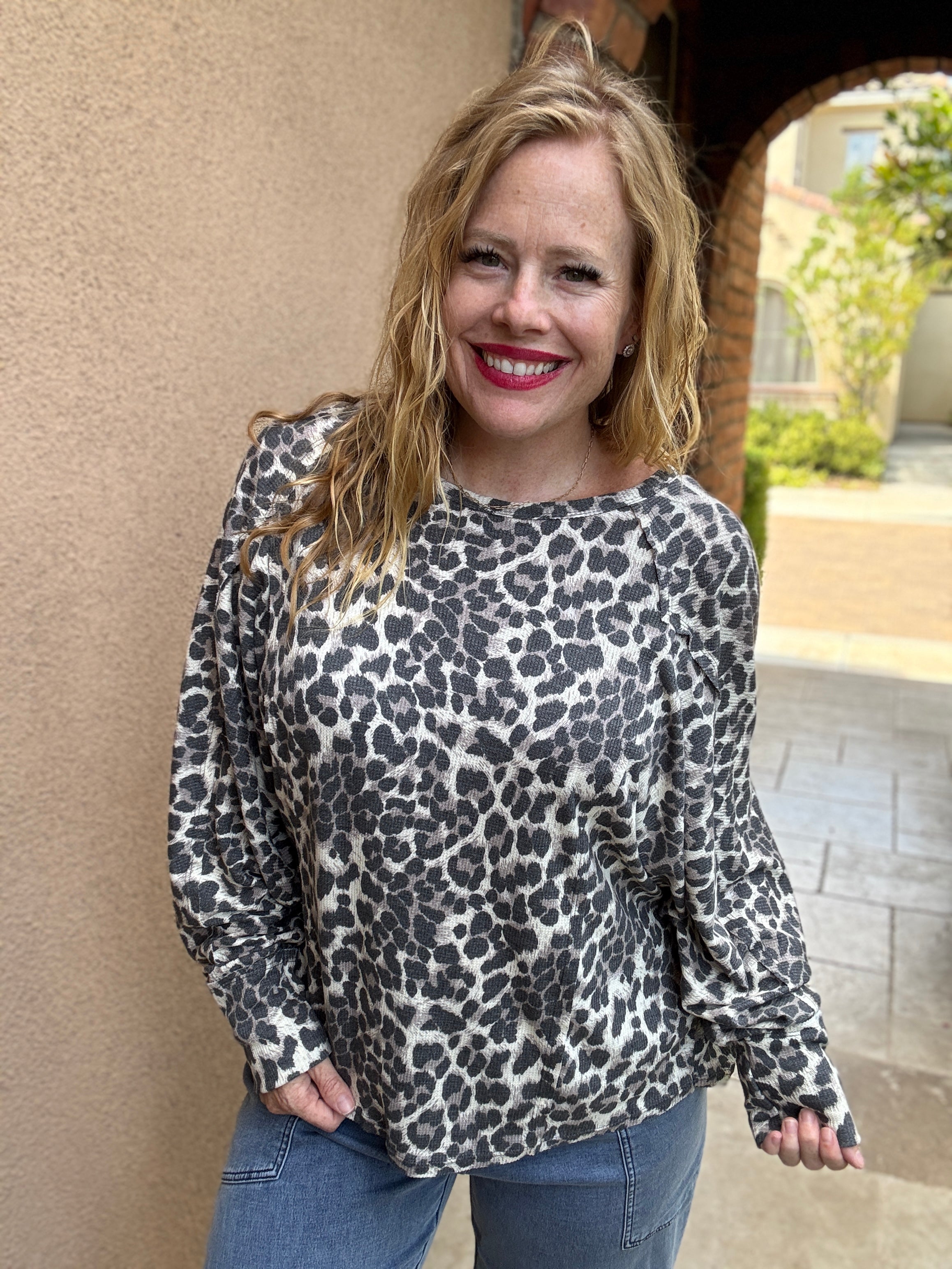 Long Sleeve Animal Print Top