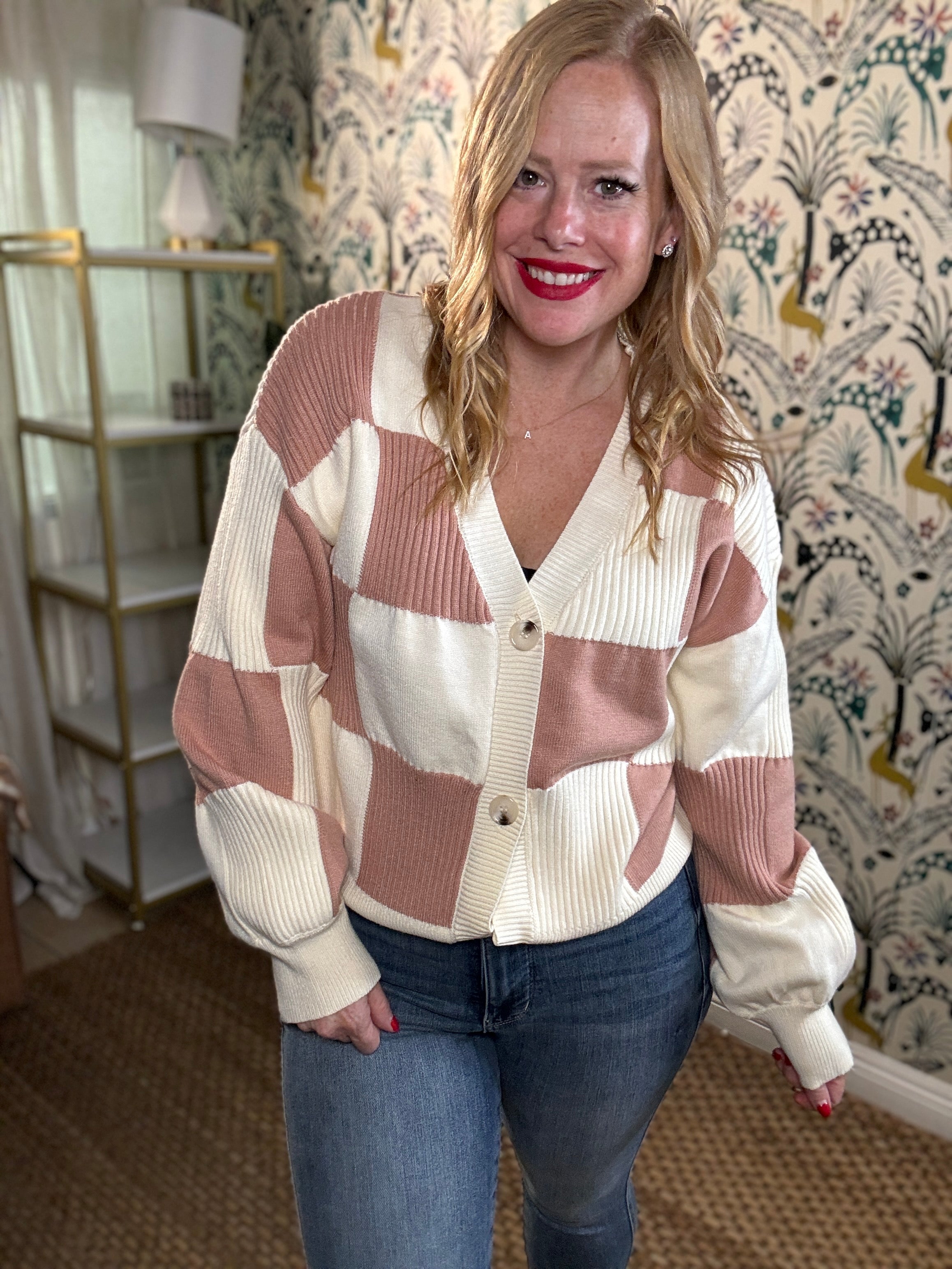 We Should Go Checkered Dropped Shoulder Cardigan in 2 Colors