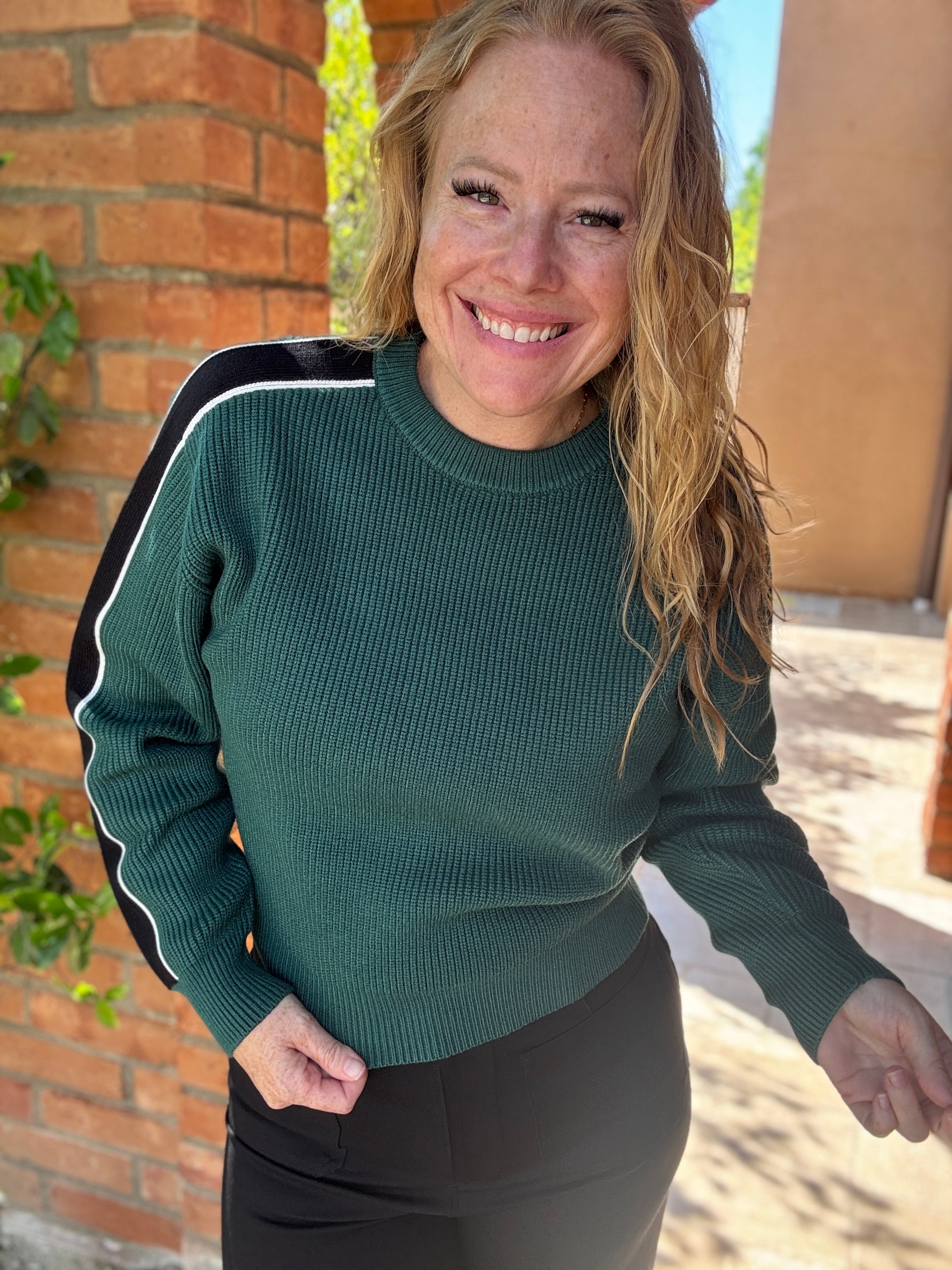 Round Neck Solid Knit Sweater by White Birch
