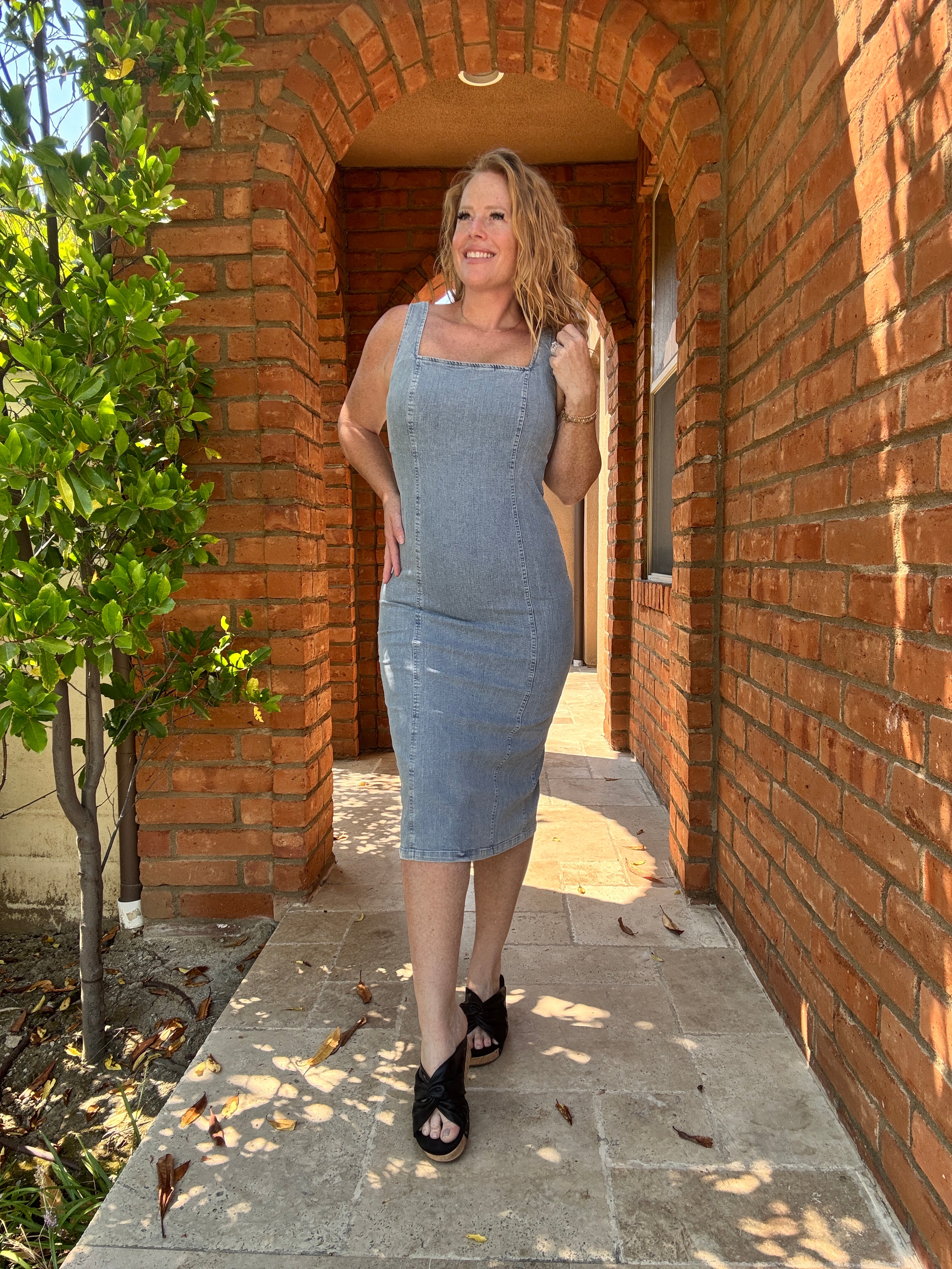 Meet Me Halfway Denim Dress by White Birch