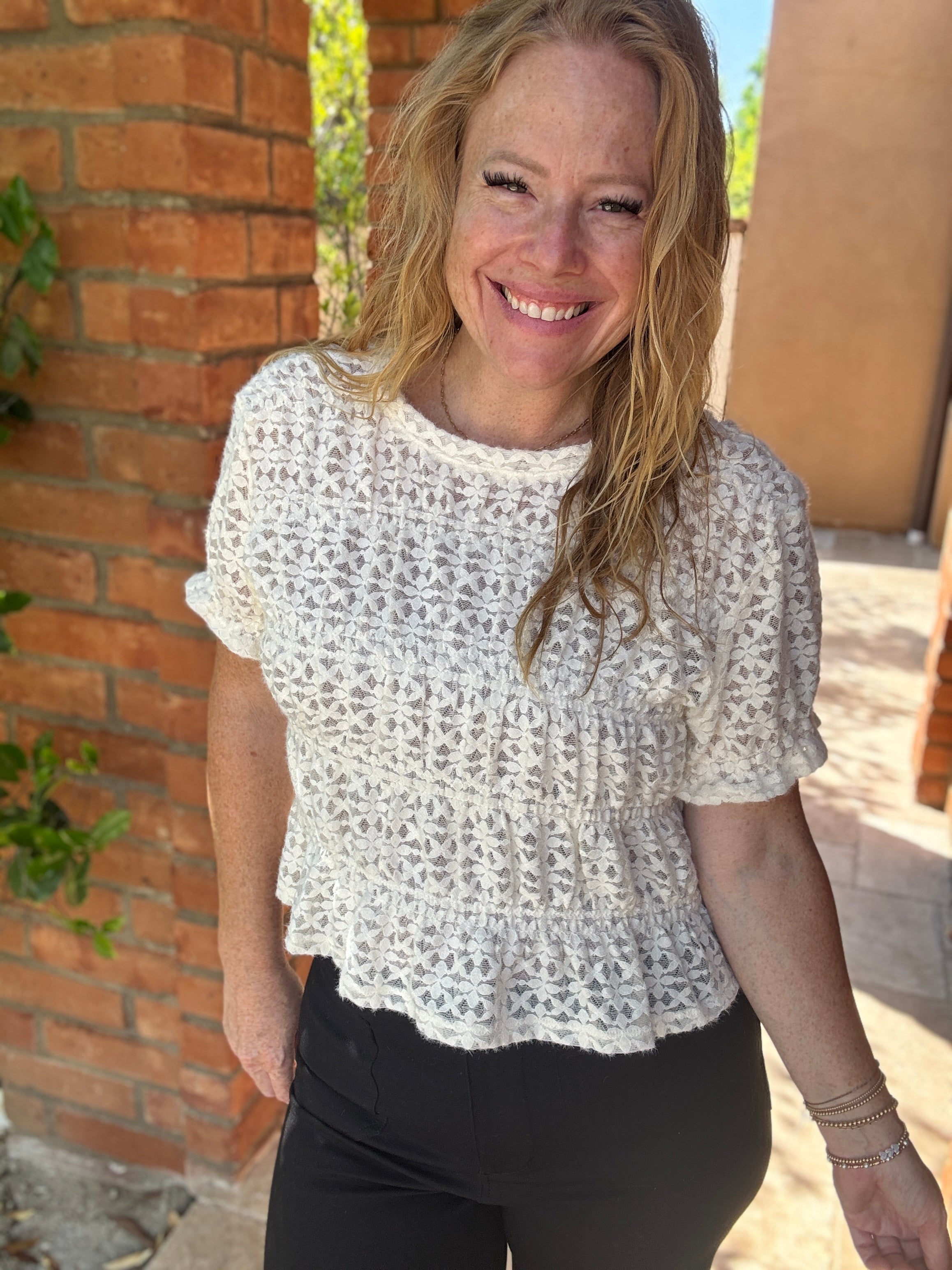 Sheer pattern Top by White Birch