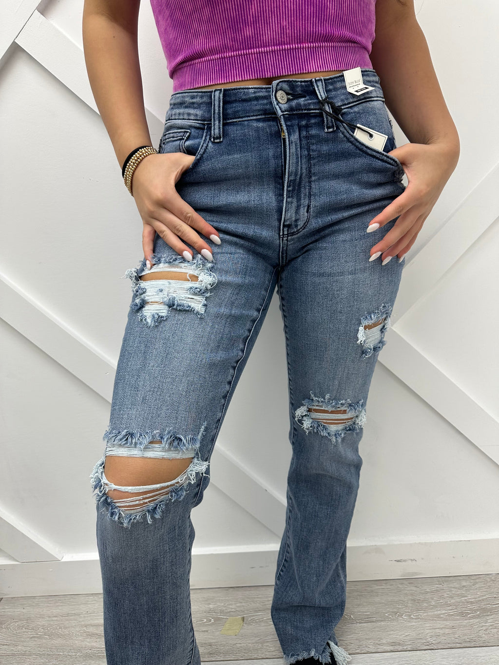 O'Hara Destroyed Straight Jeans