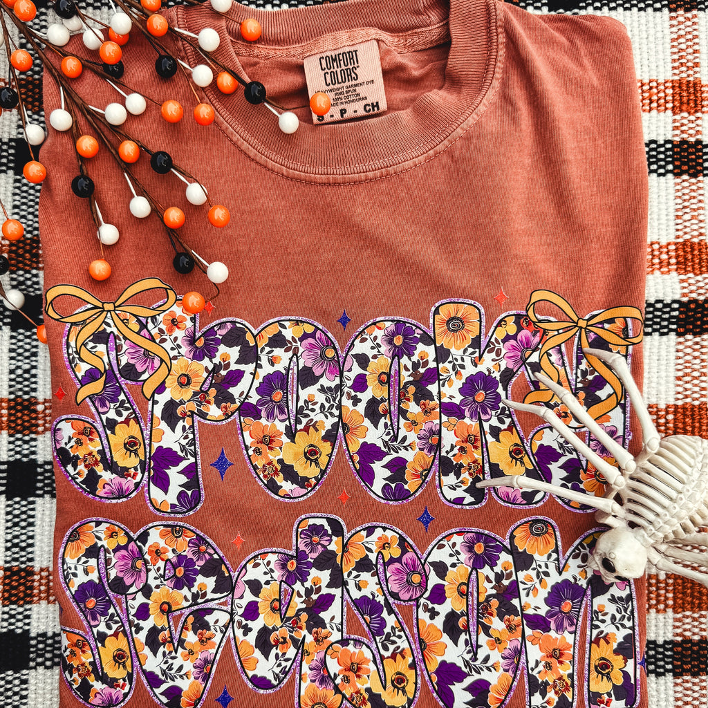 Floral Spooky Season Words Soft Graphic Tee