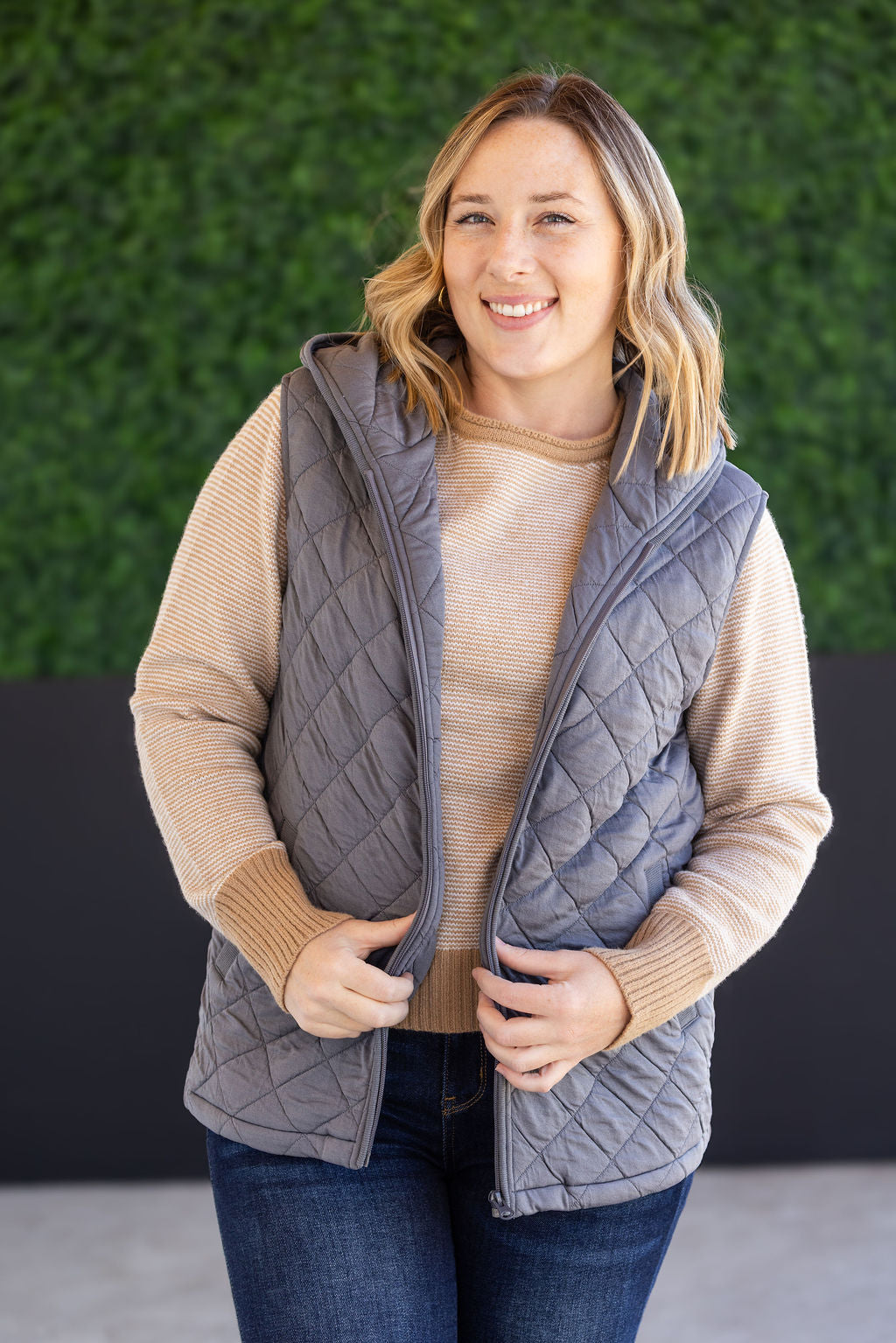 IN STOCK Heather Hooded Vest - Grey