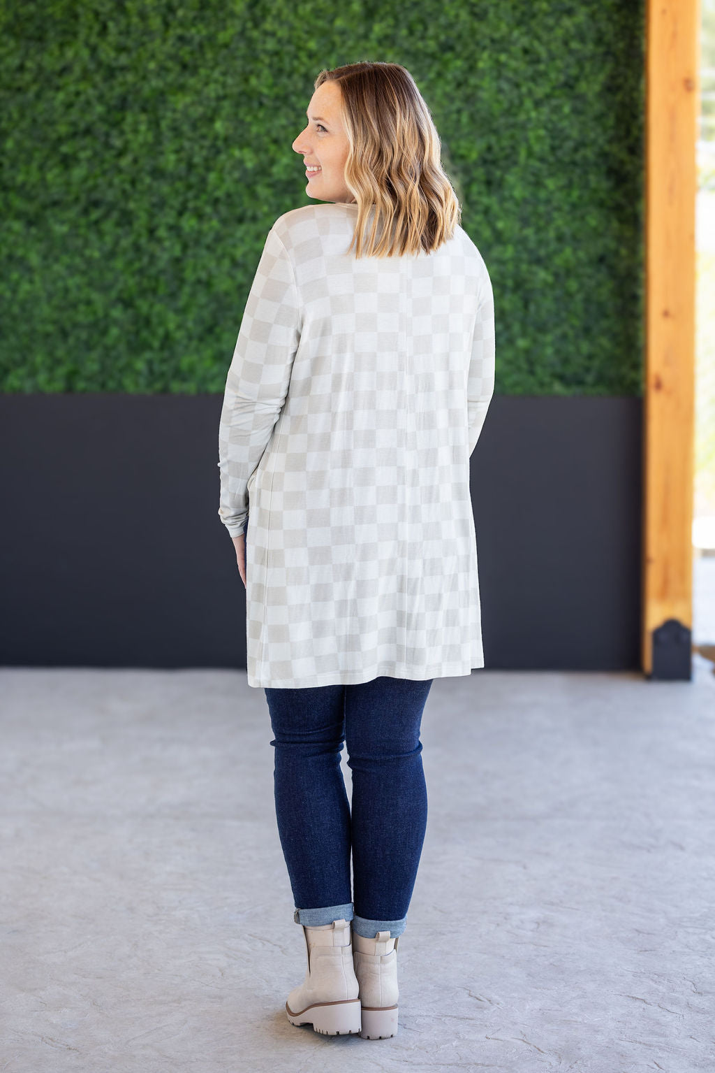 IN STOCK Classic Cardigan - Neutral Checkers FINAL SALE