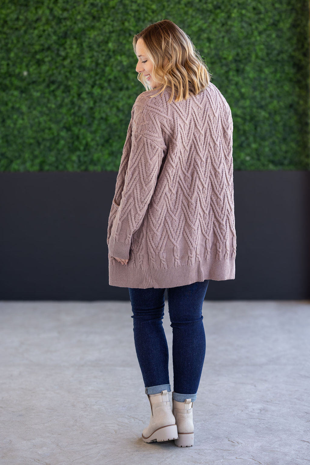 IN STOCK Brooks Button Sweater Cardigan - Light Mocha