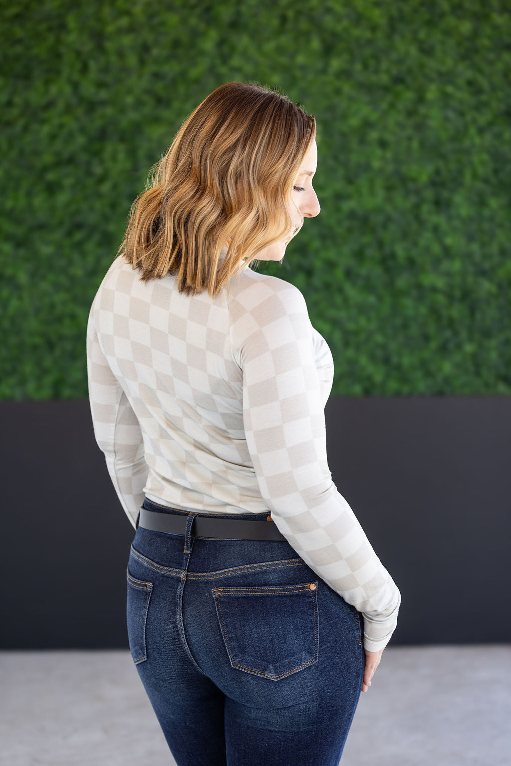 IN STOCK Blair Long Sleeve Top - Neutral Checkers