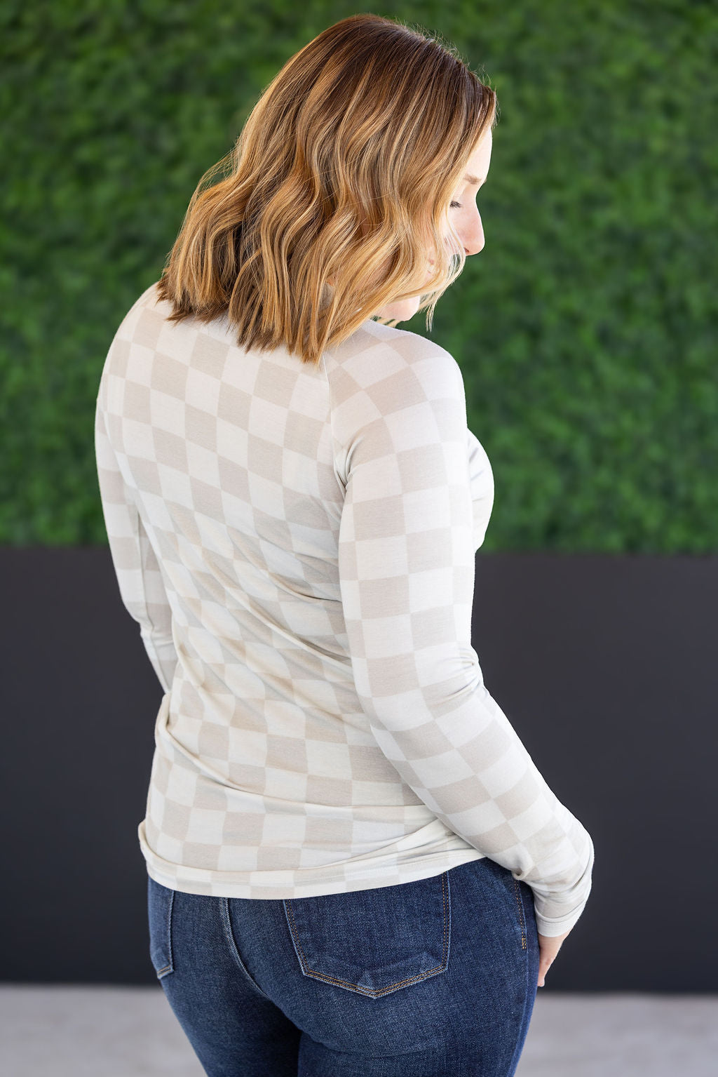 IN STOCK Blair Long Sleeve Top - Neutral Checkers
