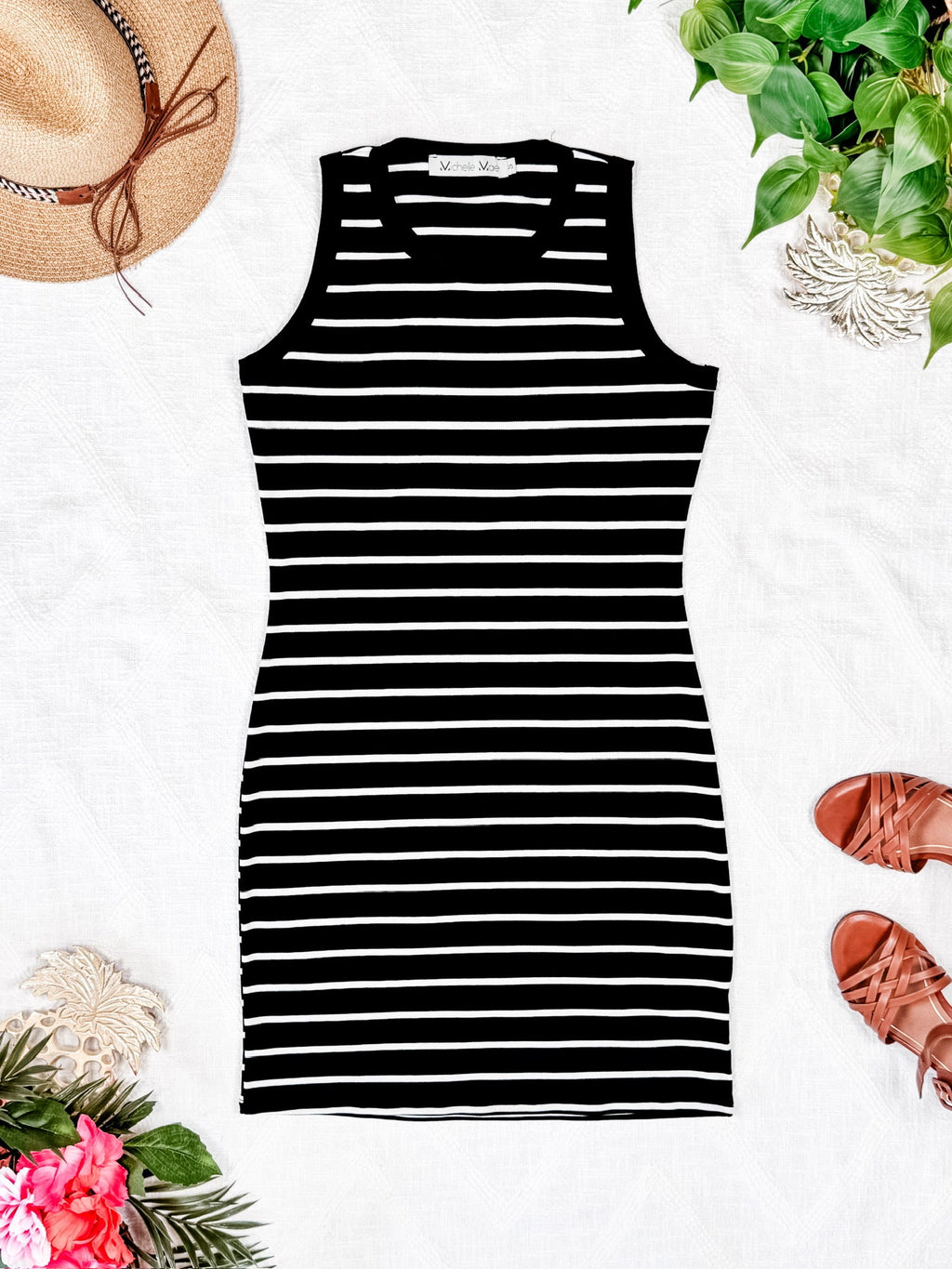 IN STOCK Mariah Ribbed Dress - Black Stripes FINAL SALE